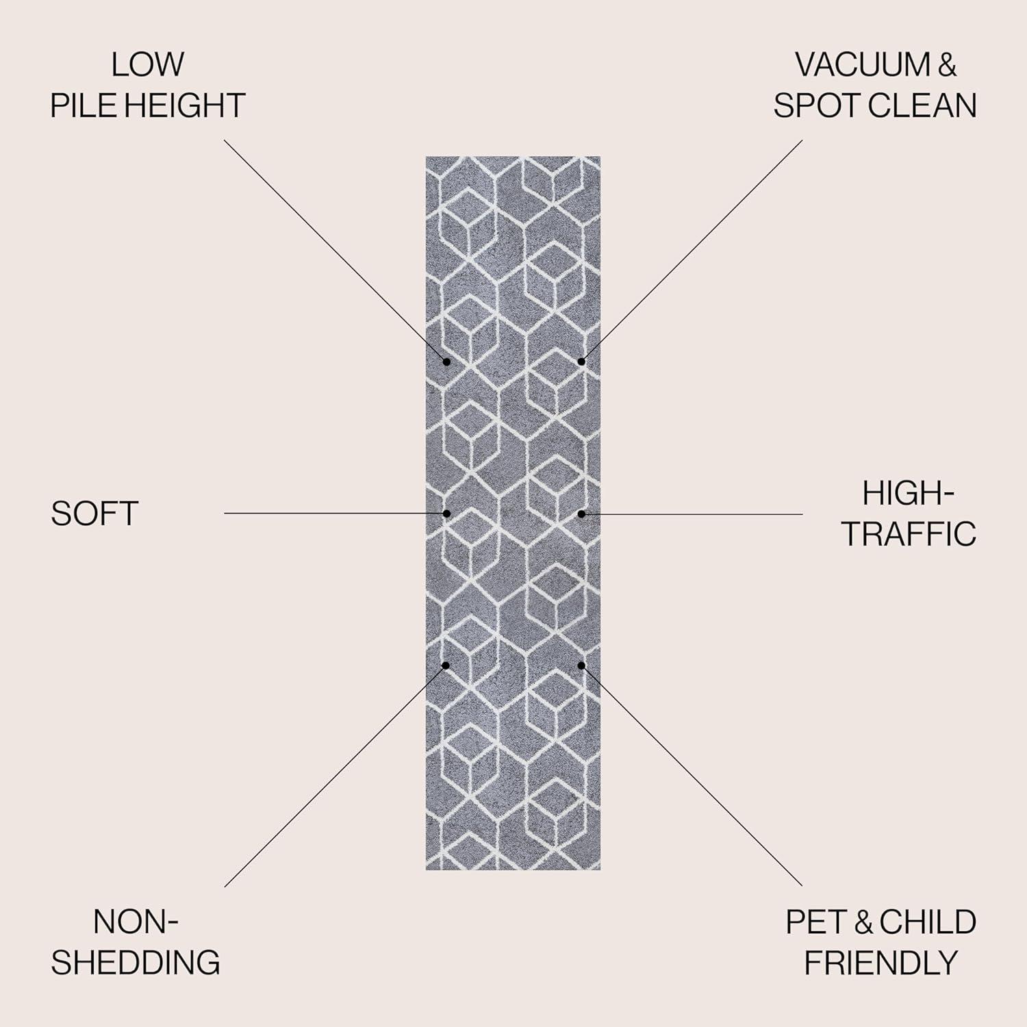 image:imageJONATHAN Y Tumbling Blocks Light BlueWhite Indoor Area Rug 3x5 ModernContemporaryGeometricCasual EasyCleaning for Living RoomBedroomKitchenPet FriendlyNonShedding SEU101C3GrayWhite