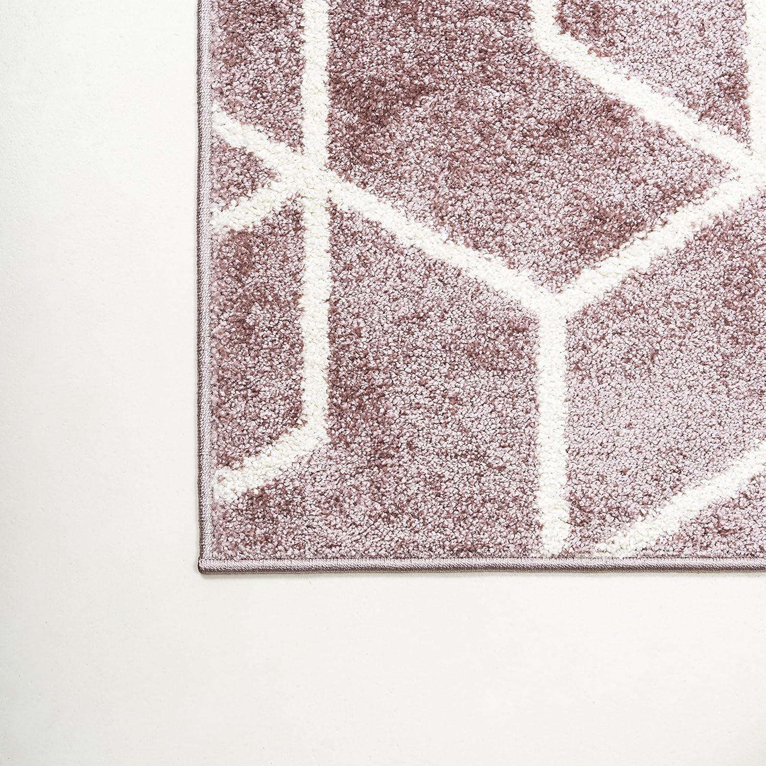 image:imageJONATHAN Y Tumbling Blocks Light BlueWhite Indoor Area Rug 3x5 ModernContemporaryGeometricCasual EasyCleaning for Living RoomBedroomKitchenPet FriendlyNonShedding SEU101C3RoseWhite