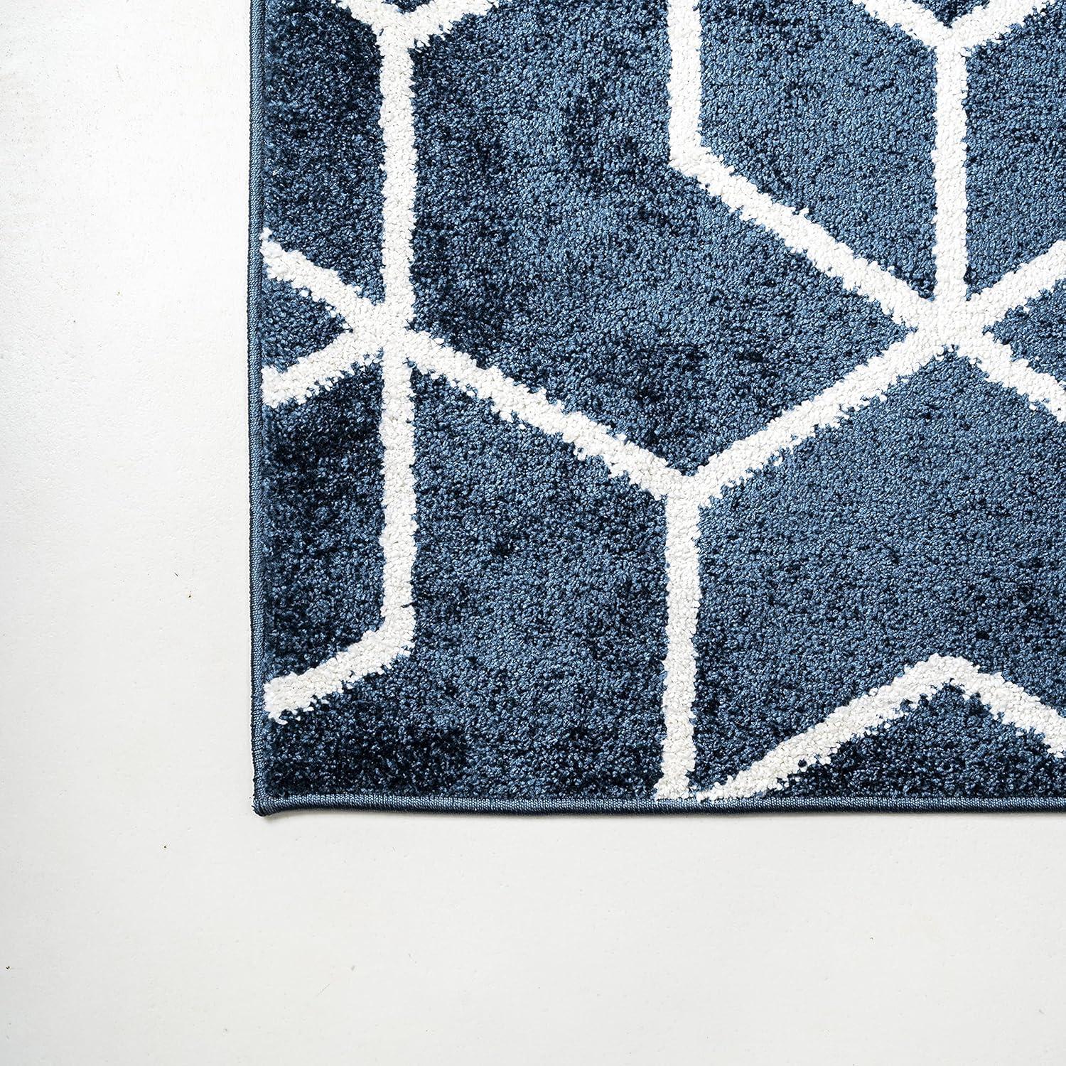image:imageJONATHAN Y Tumbling Blocks Light BlueWhite Indoor Area Rug 3x5 ModernContemporaryGeometricCasual EasyCleaning for Living RoomBedroomKitchenPet FriendlyNonShedding SEU101C3NavyWhite