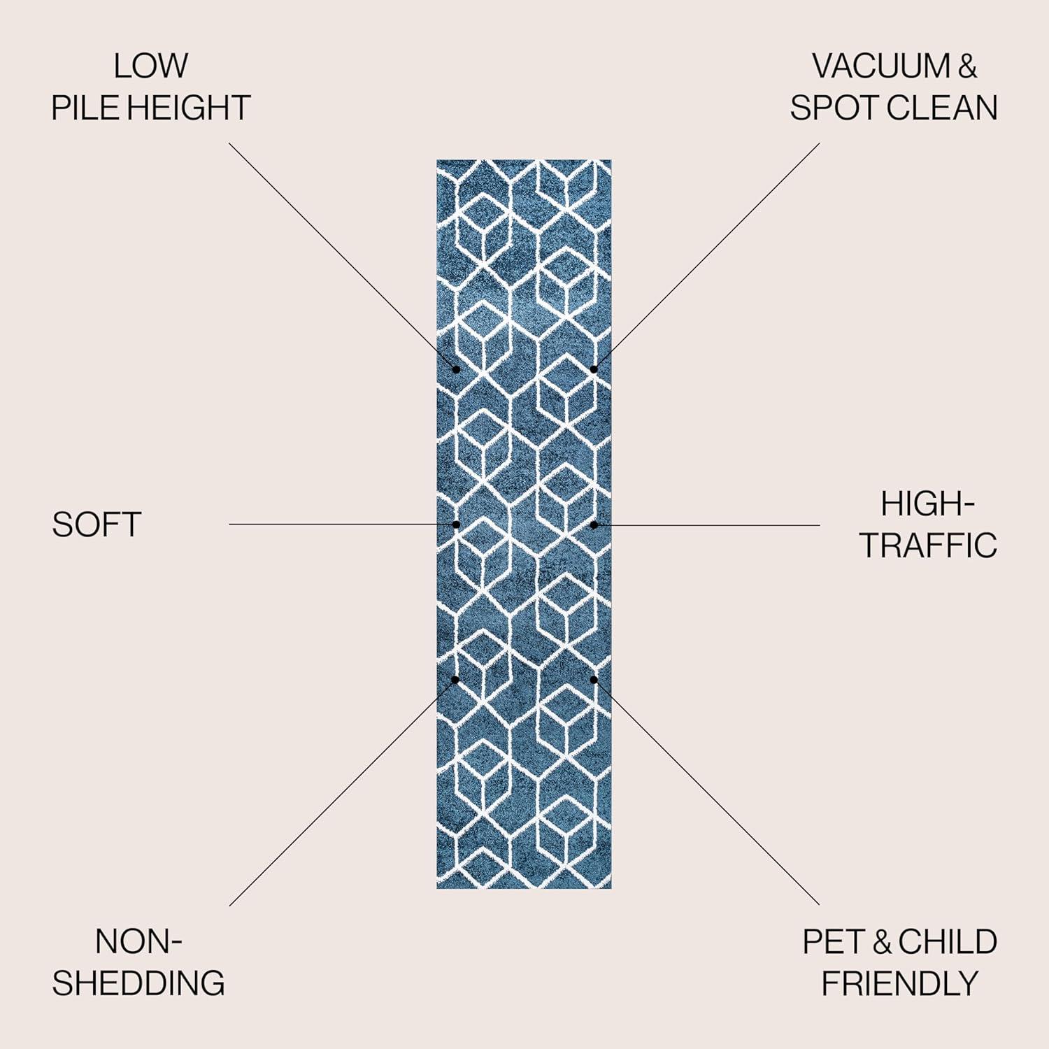 image:imageJONATHAN Y Tumbling Blocks Light BlueWhite Indoor Area Rug 3x5 ModernContemporaryGeometricCasual EasyCleaning for Living RoomBedroomKitchenPet FriendlyNonShedding SEU101C3NavyWhite