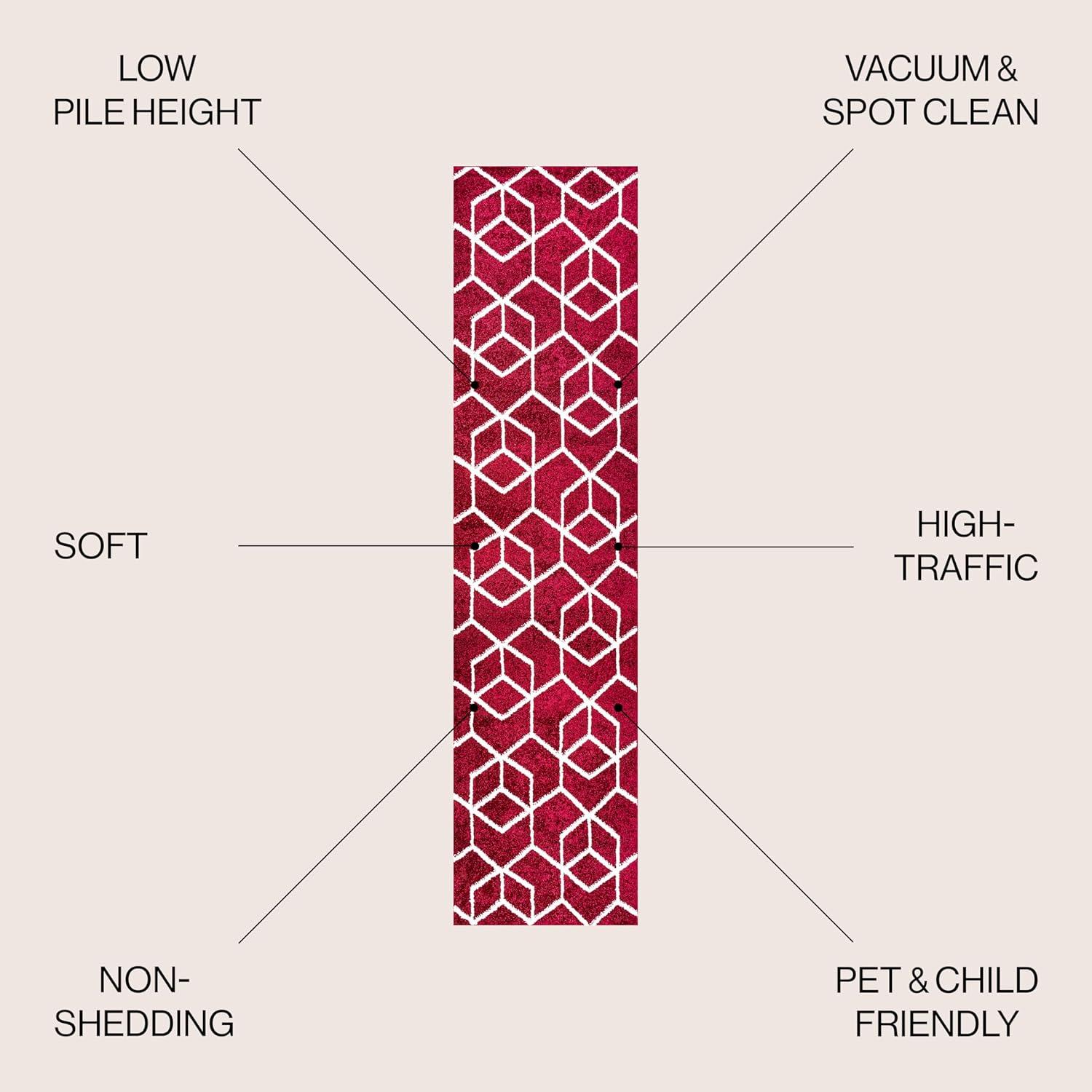 image:imageJONATHAN Y Tumbling Blocks Light BlueWhite Indoor Area Rug 3x5 ModernContemporaryGeometricCasual EasyCleaning for Living RoomBedroomKitchenPet FriendlyNonShedding SEU101C3RedWhite