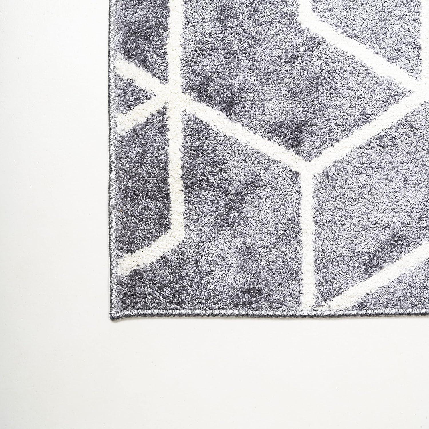 image:imageJONATHAN Y Tumbling Blocks Light BlueWhite Indoor Area Rug 3x5 ModernContemporaryGeometricCasual EasyCleaning for Living RoomBedroomKitchenPet FriendlyNonShedding SEU101C3GrayWhite