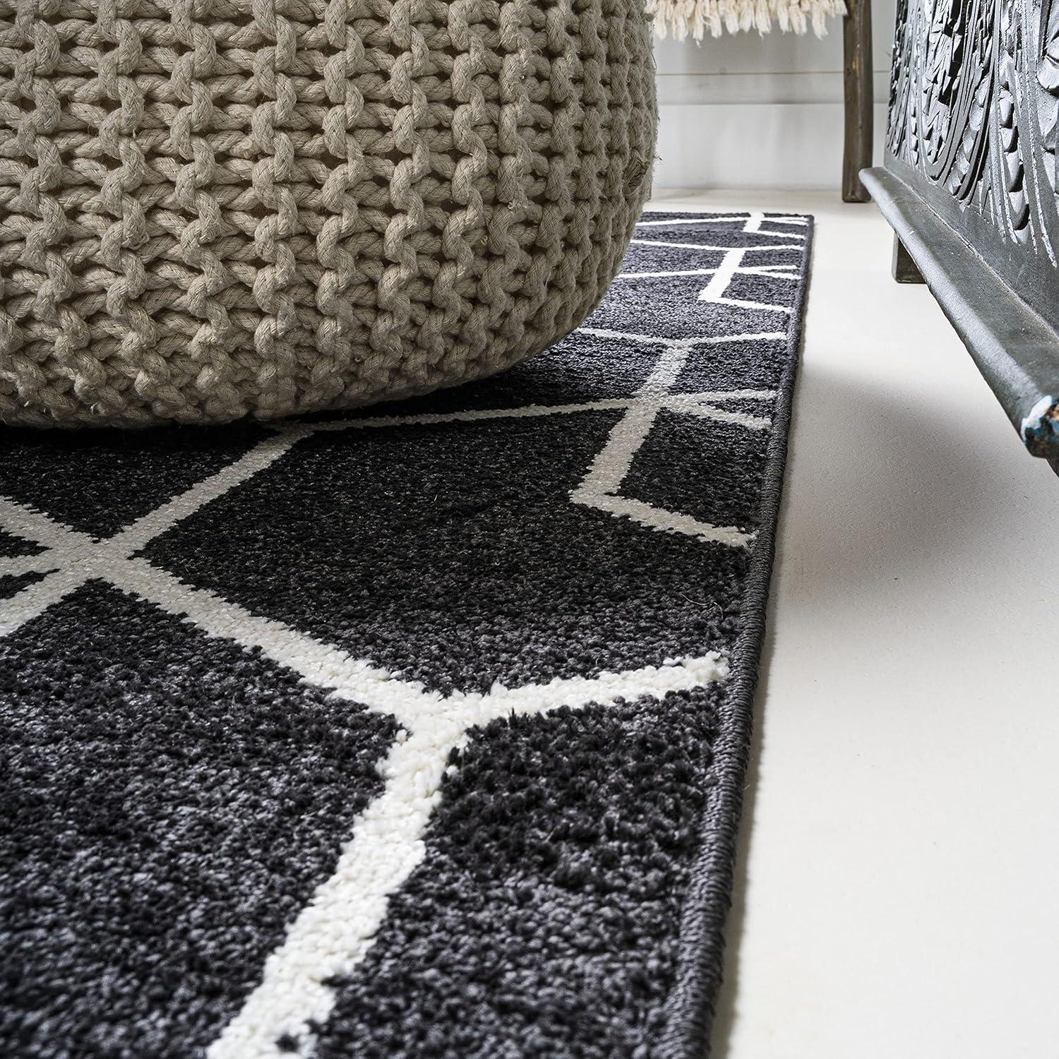 image:imageJONATHAN Y Tumbling Blocks Light BlueWhite Indoor Area Rug 3x5 ModernContemporaryGeometricCasual EasyCleaning for Living RoomBedroomKitchenPet FriendlyNonShedding SEU101C3BlackWhite