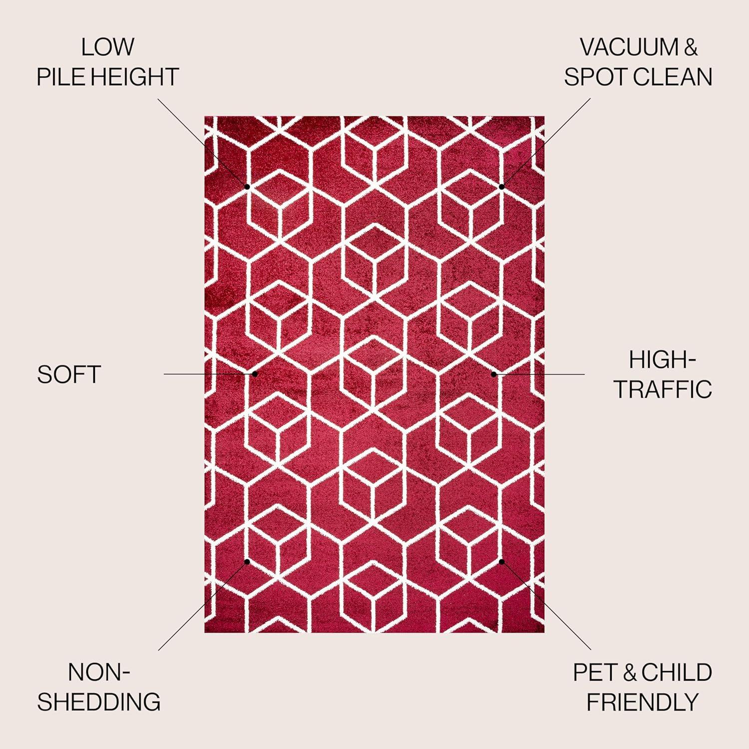 image:imageJONATHAN Y Tumbling Blocks Light BlueWhite Indoor Area Rug 3x5 ModernContemporaryGeometricCasual EasyCleaning for Living RoomBedroomKitchenPet FriendlyNonShedding SEU101C3RedWhite
