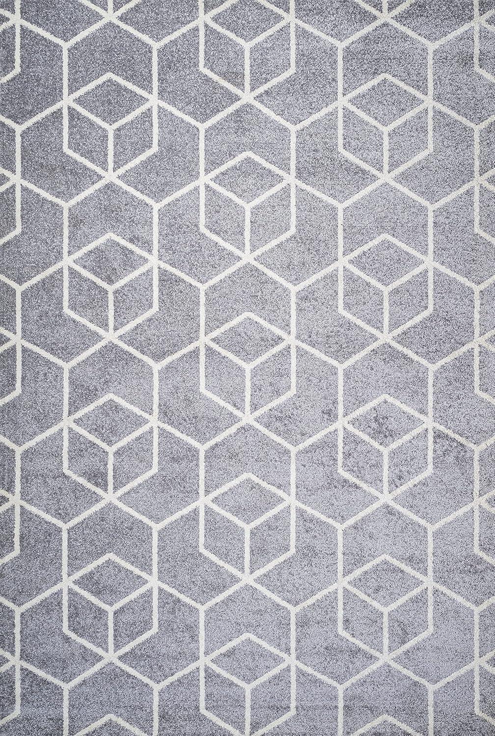 image:imageJONATHAN Y Tumbling Blocks Light BlueWhite Indoor Area Rug 3x5 ModernContemporaryGeometricCasual EasyCleaning for Living RoomBedroomKitchenPet FriendlyNonShedding SEU101C3Light GrayWhite