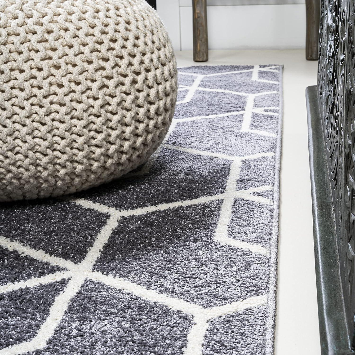 image:imageJONATHAN Y Tumbling Blocks Light BlueWhite Indoor Area Rug 3x5 ModernContemporaryGeometricCasual EasyCleaning for Living RoomBedroomKitchenPet FriendlyNonShedding SEU101C3GrayWhite