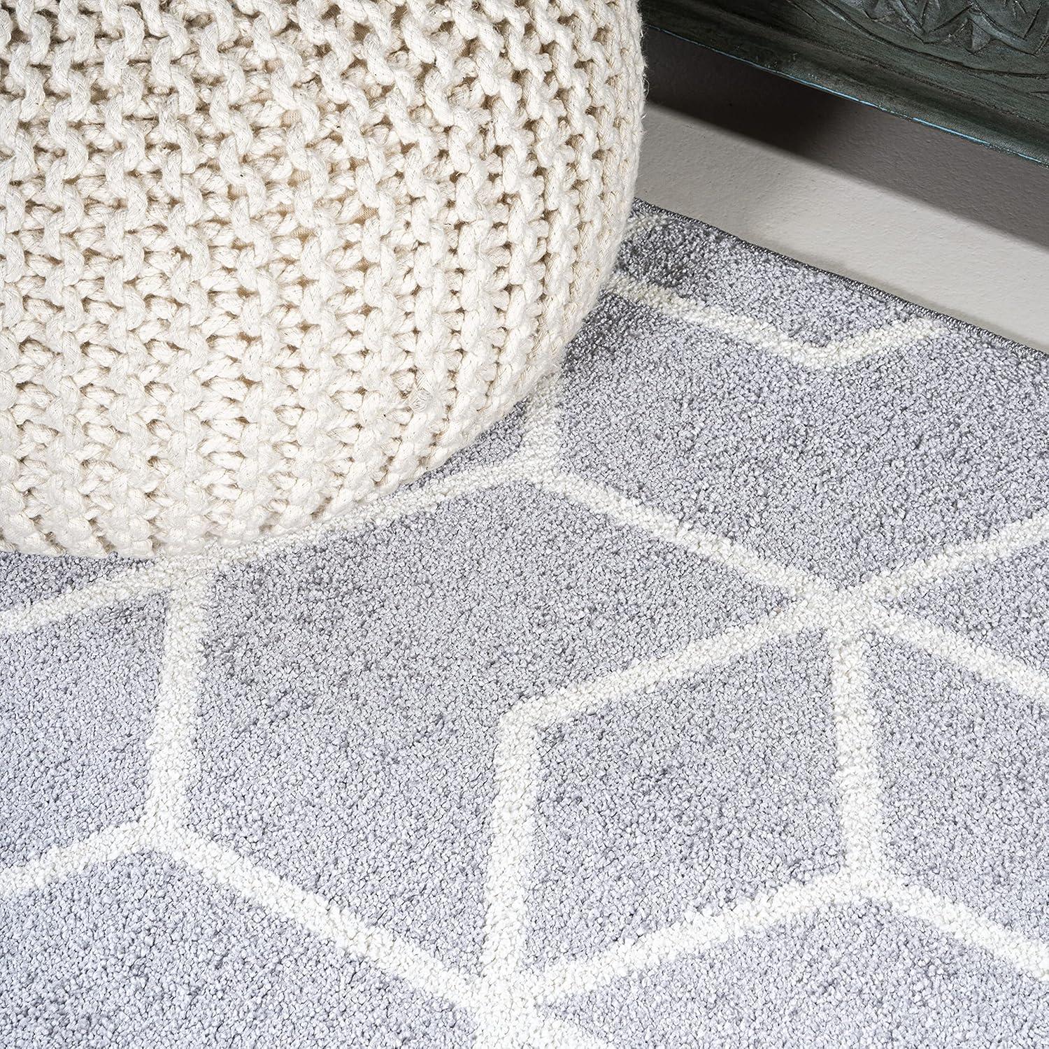 image:imageJONATHAN Y Tumbling Blocks Light BlueWhite Indoor Area Rug 3x5 ModernContemporaryGeometricCasual EasyCleaning for Living RoomBedroomKitchenPet FriendlyNonShedding SEU101C3Light GrayWhite