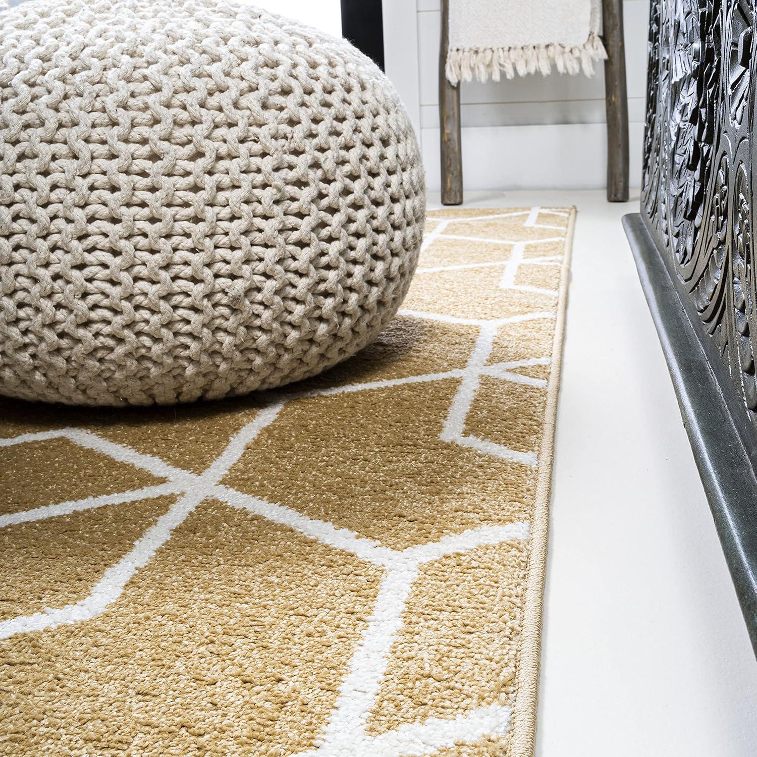 image:imageJONATHAN Y Tumbling Blocks Light BlueWhite Indoor Area Rug 3x5 ModernContemporaryGeometricCasual EasyCleaning for Living RoomBedroomKitchenPet FriendlyNonShedding SEU101C3GoldWhite