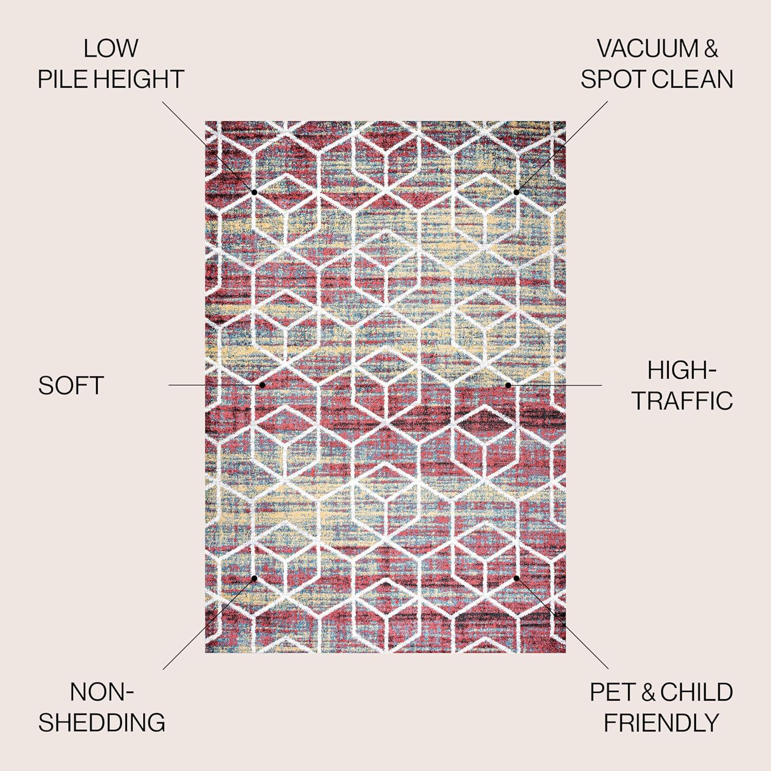 image:imageJONATHAN Y Tumbling Blocks Light BlueWhite Indoor Area Rug 3x5 ModernContemporaryGeometricCasual EasyCleaning for Living RoomBedroomKitchenPet FriendlyNonShedding SEU101C3MultiWhite