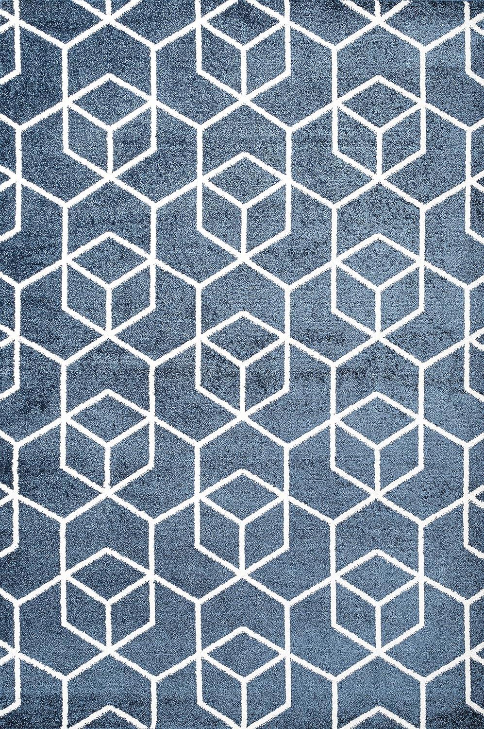 image:imageJONATHAN Y Tumbling Blocks Light BlueWhite Indoor Area Rug 3x5 ModernContemporaryGeometricCasual EasyCleaning for Living RoomBedroomKitchenPet FriendlyNonShedding SEU101C3NavyWhite