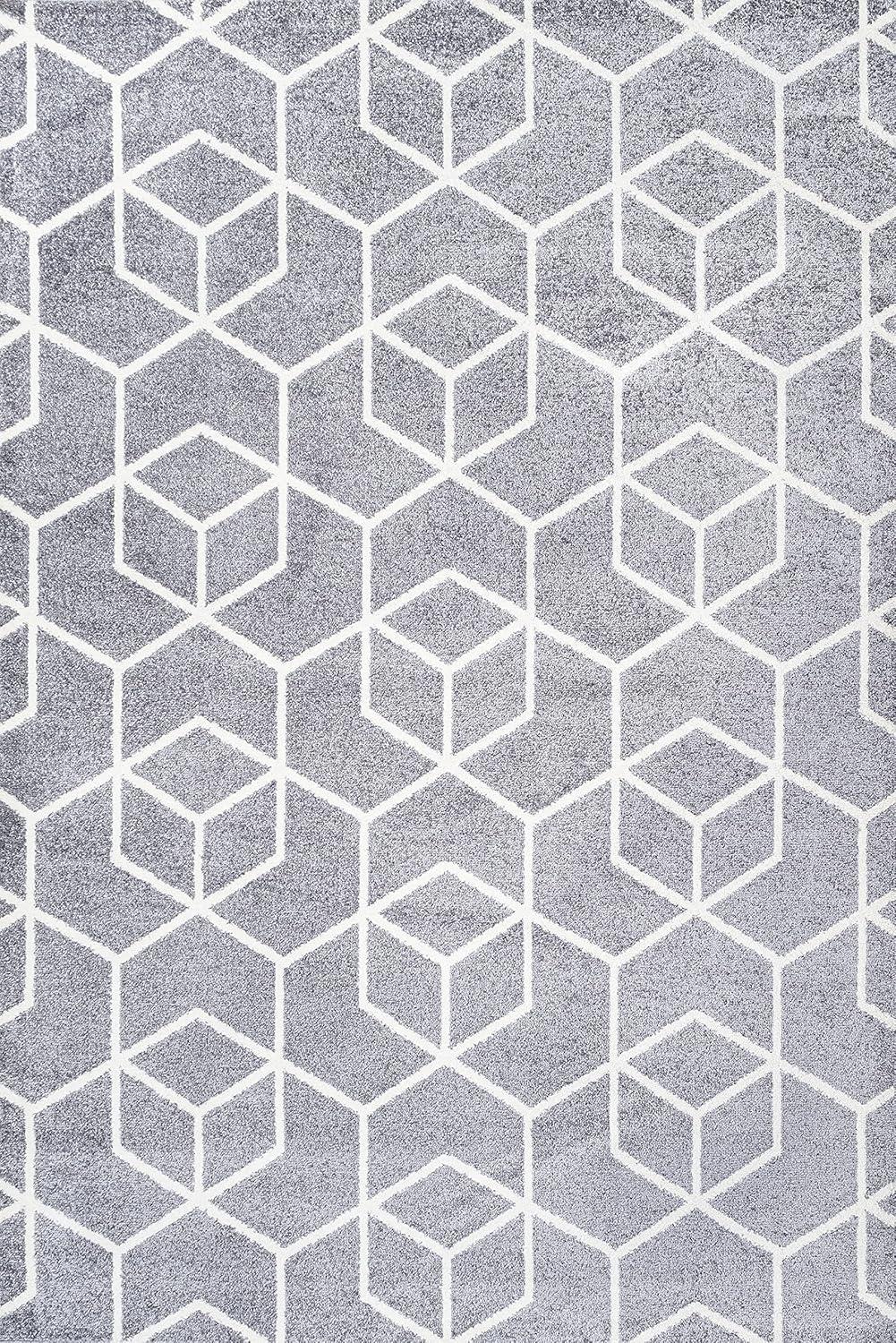 image:imageJONATHAN Y Tumbling Blocks Light BlueWhite Indoor Area Rug 3x5 ModernContemporaryGeometricCasual EasyCleaning for Living RoomBedroomKitchenPet FriendlyNonShedding SEU101C3GrayWhite