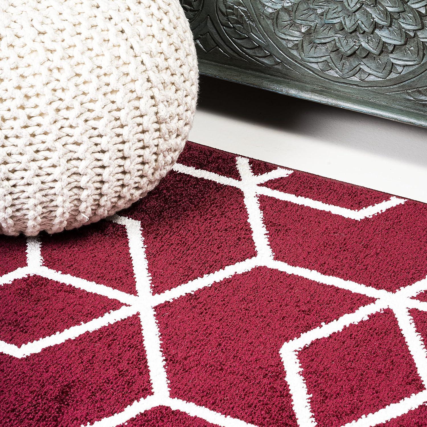 image:imageJONATHAN Y Tumbling Blocks Light BlueWhite Indoor Area Rug 3x5 ModernContemporaryGeometricCasual EasyCleaning for Living RoomBedroomKitchenPet FriendlyNonShedding SEU101C3RedWhite