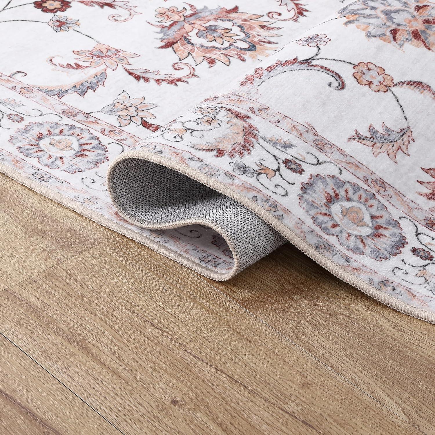 image:imageJONATHAN Y UltraSoft MachineWashable Rug with NonSkid Backing Dark GrayMulti 5x8 Arabella Vintage Floral Border NonShedding Velvet Luxury Feel for Living Room Dining Room Bedroom VOR107G5CreamTerra