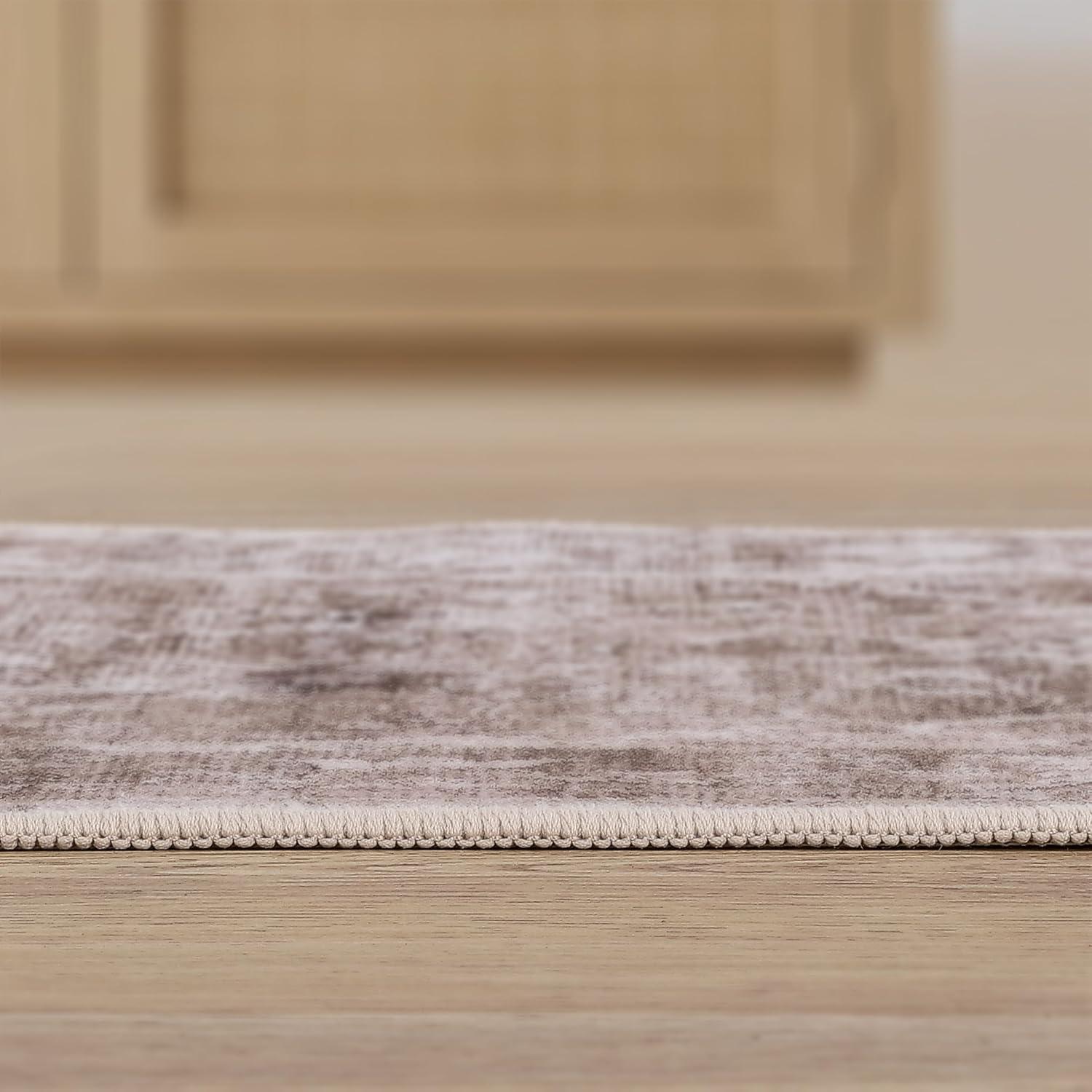 image:imageJONATHAN Y UltraSoft MachineWashable Rug with NonSkid Backing Dark GrayMulti 5x8 Arabella Vintage Floral Border NonShedding Velvet Luxury Feel for Living Room Dining Room Bedroom VOR107G5BeigeCream