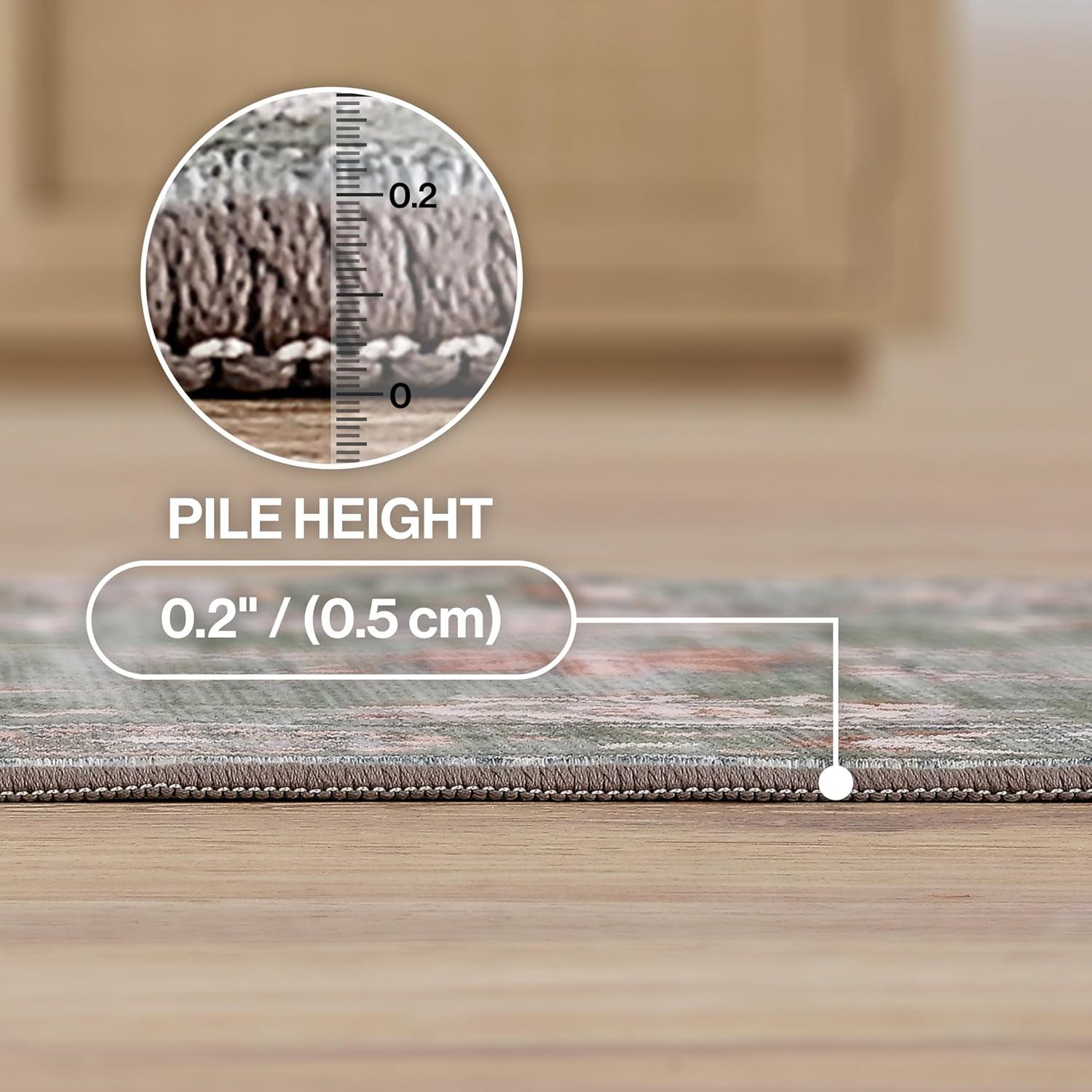 image:imageJONATHAN Y UltraSoft MachineWashable Rug with NonSkid Backing Dark GrayMulti 5x8 Arabella Vintage Floral Border NonShedding Velvet Luxury Feel for Living Room Dining Room Bedroom VOR107G5GreenBrown