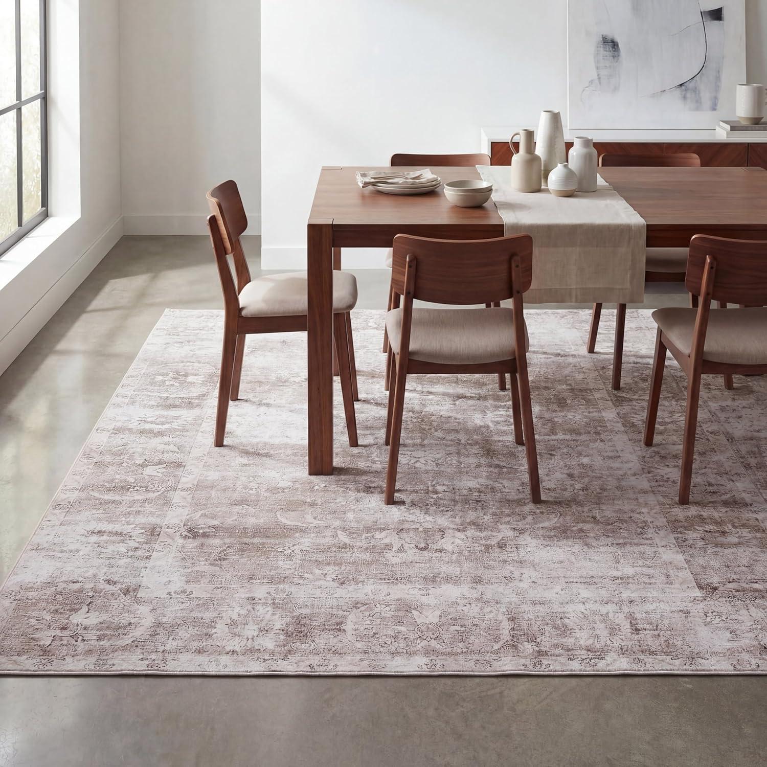 image:imageJONATHAN Y UltraSoft MachineWashable Rug with NonSkid Backing Dark GrayMulti 5x8 Arabella Vintage Floral Border NonShedding Velvet Luxury Feel for Living Room Dining Room Bedroom VOR107G5BeigeCream