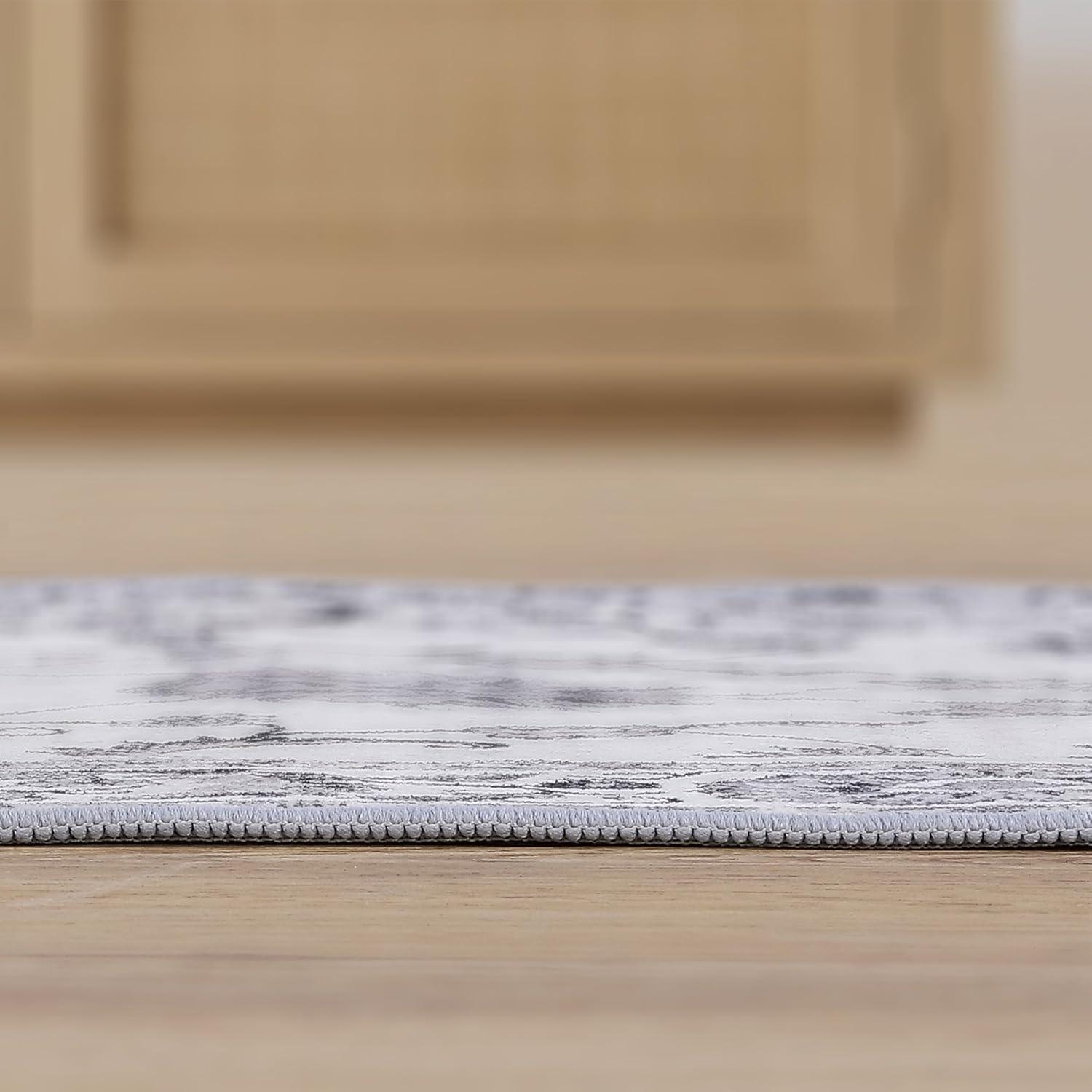 image:imageJONATHAN Y UltraSoft MachineWashable Rug with NonSkid Backing Dark GrayMulti 5x8 Arabella Vintage Floral Border NonShedding Velvet Luxury Feel for Living Room Dining Room Bedroom VOR107G5IvoryGray