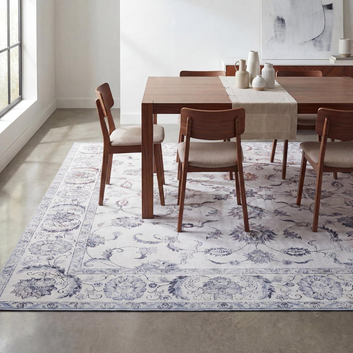 image:imageJONATHAN Y UltraSoft MachineWashable Rug with NonSkid Backing Dark GrayMulti 5x8 Arabella Vintage Floral Border NonShedding Velvet Luxury Feel for Living Room Dining Room Bedroom VOR107G5IvoryGray