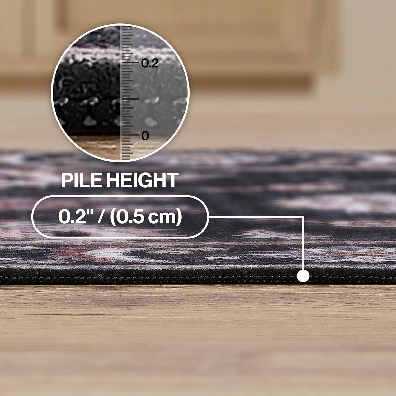 image:imageJONATHAN Y UltraSoft MachineWashable Rug with NonSkid Backing Dark GrayMulti 5x8 Arabella Vintage Floral Border NonShedding Velvet Luxury Feel for Living Room Dining Room Bedroom VOR107G5Dark GrayMulti
