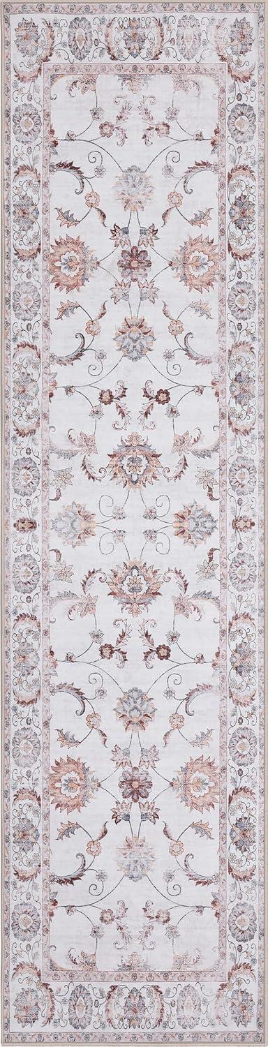 image:imageJONATHAN Y UltraSoft MachineWashable Rug with NonSkid Backing Dark GrayMulti 5x8 Arabella Vintage Floral Border NonShedding Velvet Luxury Feel for Living Room Dining Room Bedroom VOR107G5CreamTerra