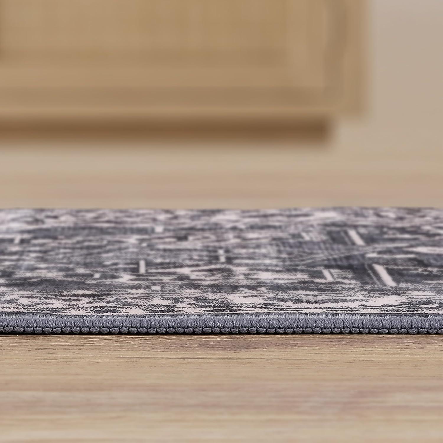 image:imageJONATHAN Y UltraSoft MachineWashable Rug with NonSkid Backing Dark GrayMulti 5x8 Eleanor Vintage Medallion Border NonShedding Velvet Luxury Feel for Living Room Dining Room BedroomDark GrayMulti