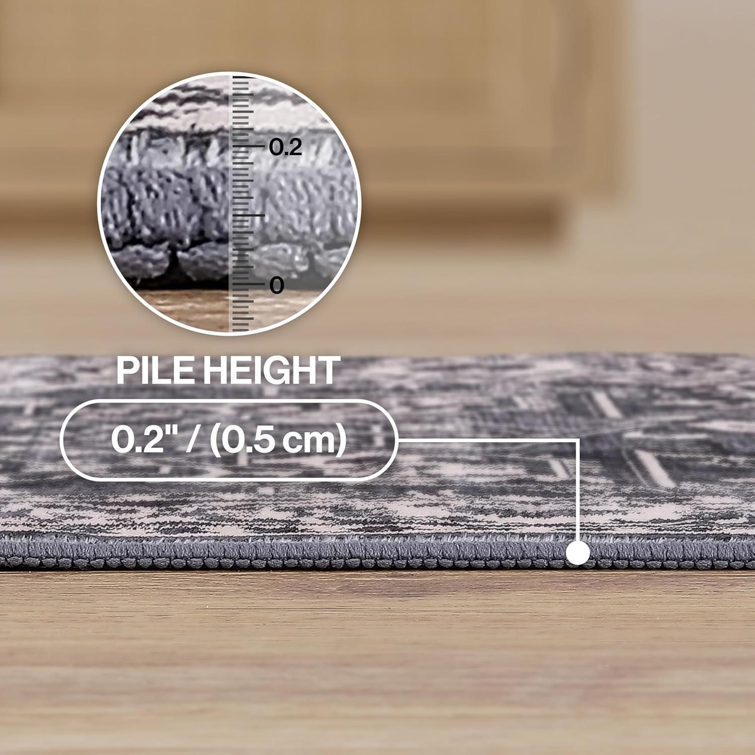 image:imageJONATHAN Y UltraSoft MachineWashable Rug with NonSkid Backing Dark GrayMulti 5x8 Eleanor Vintage Medallion Border NonShedding Velvet Luxury Feel for Living Room Dining Room BedroomDark GrayMulti