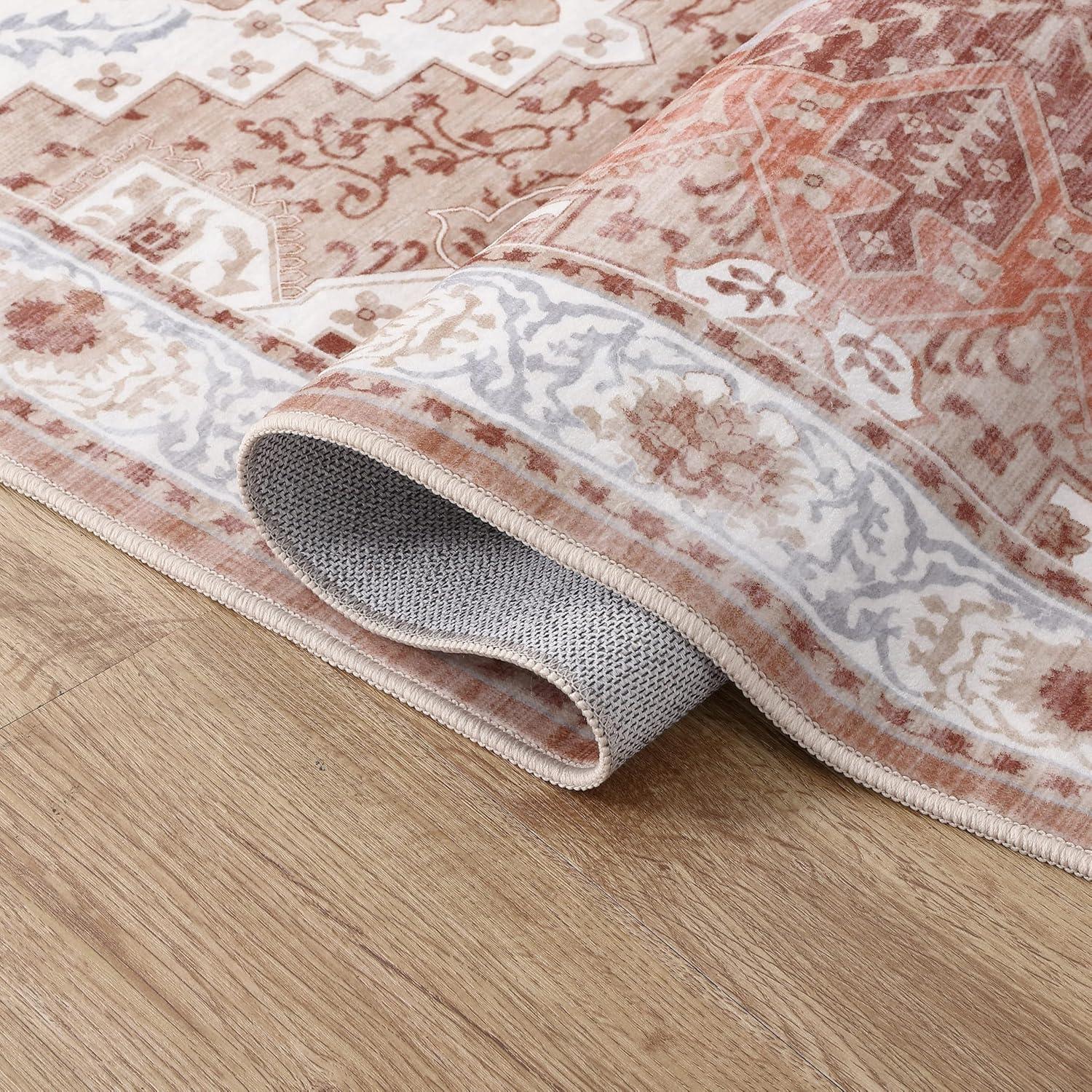 image:imageJONATHAN Y UltraSoft MachineWashable Rug with NonSkid Backing Dark GrayMulti 5x8 Eleanor Vintage Medallion Border NonShedding Velvet Luxury Feel for Living Room Dining Room BedroomCreamTerra