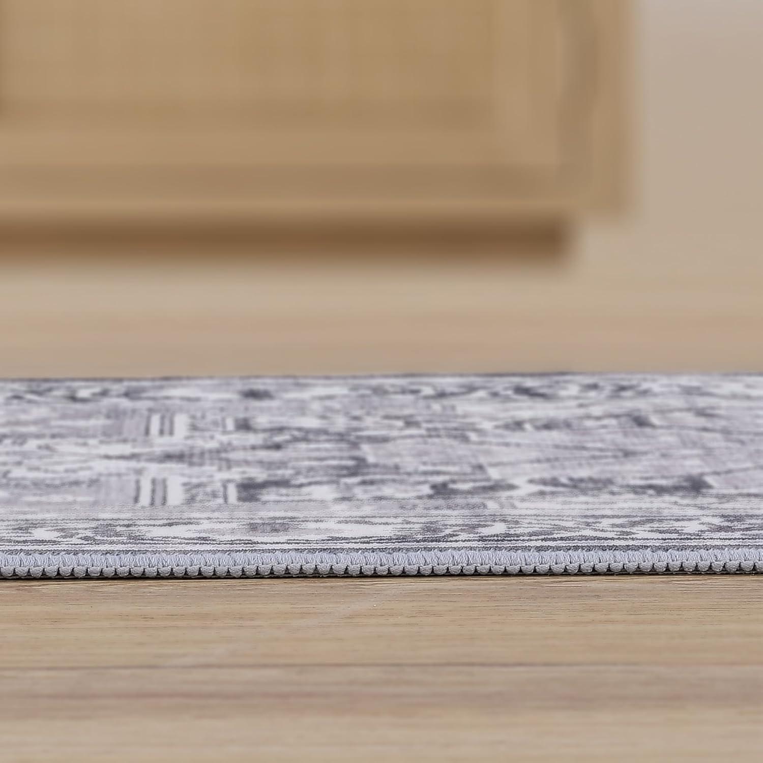 image:imageJONATHAN Y UltraSoft MachineWashable Rug with NonSkid Backing Dark GrayMulti 5x8 Eleanor Vintage Medallion Border NonShedding Velvet Luxury Feel for Living Room Dining Room BedroomIvoryGray