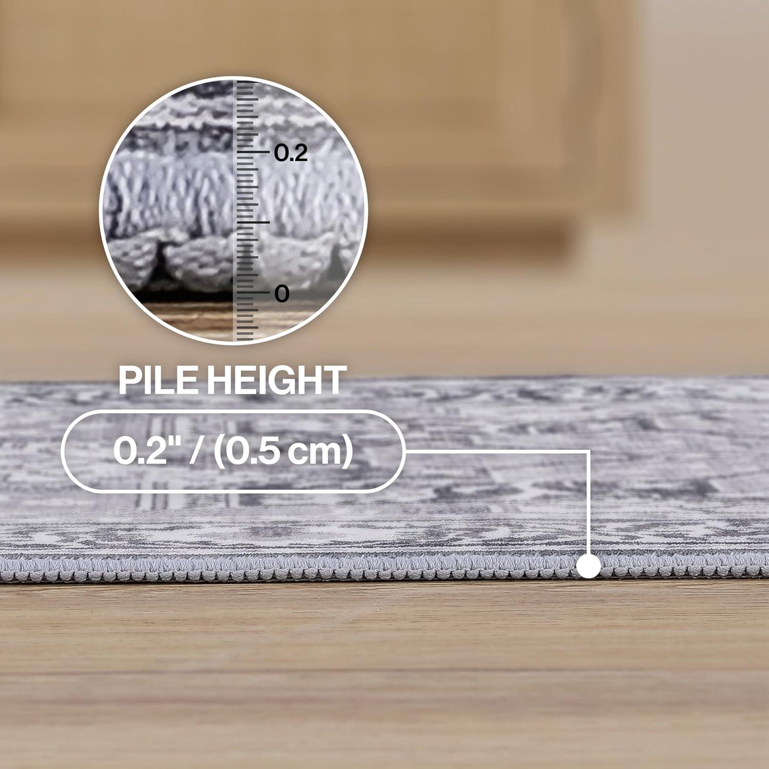 image:imageJONATHAN Y UltraSoft MachineWashable Rug with NonSkid Backing Dark GrayMulti 5x8 Eleanor Vintage Medallion Border NonShedding Velvet Luxury Feel for Living Room Dining Room BedroomIvoryGray