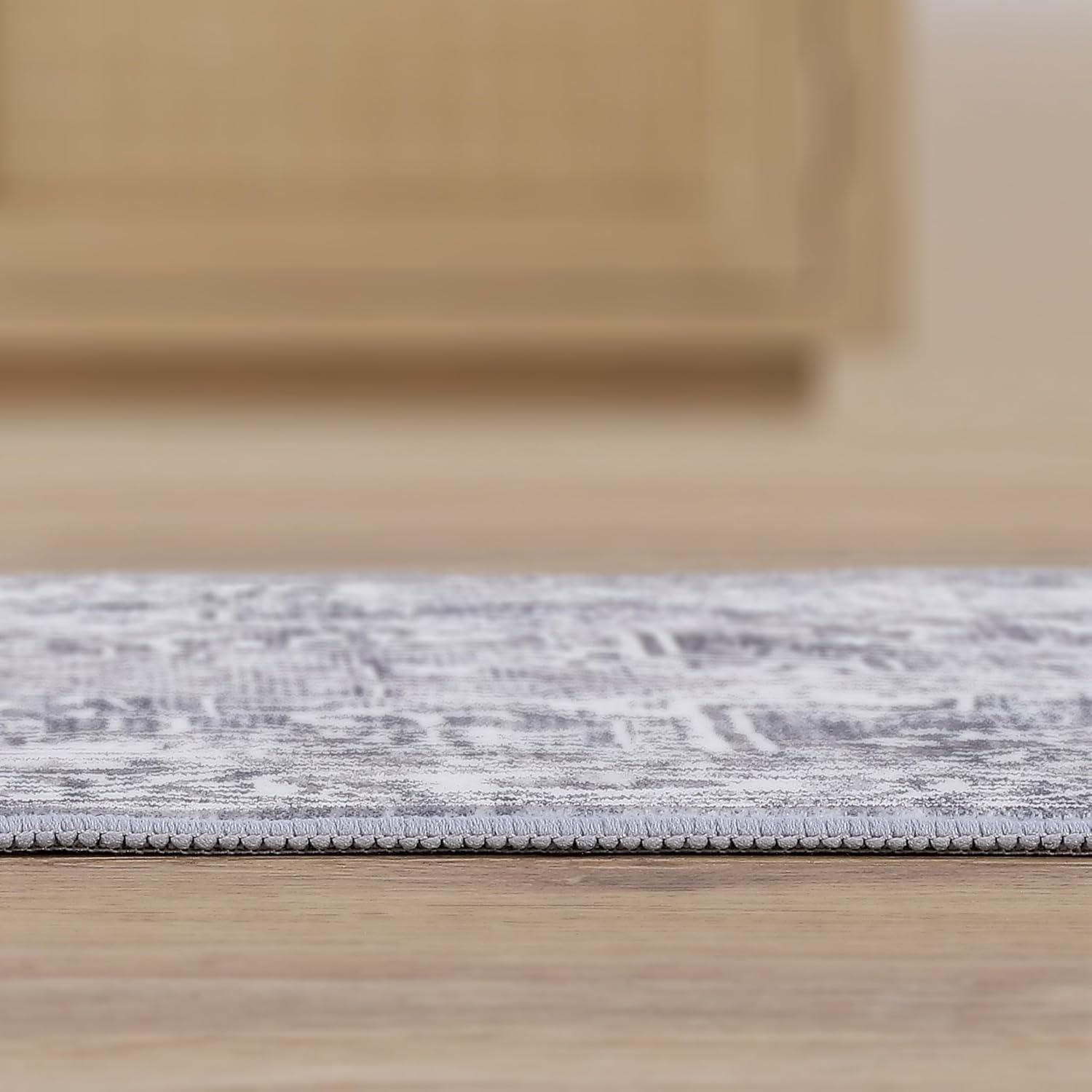 image:imageJONATHAN Y UltraSoft MachineWashable Rug with NonSkid Backing Dark GrayMulti 5x8 Eleanor Vintage Medallion Border NonShedding Velvet Luxury Feel for Living Room Dining Room BedroomLight GrayIvory