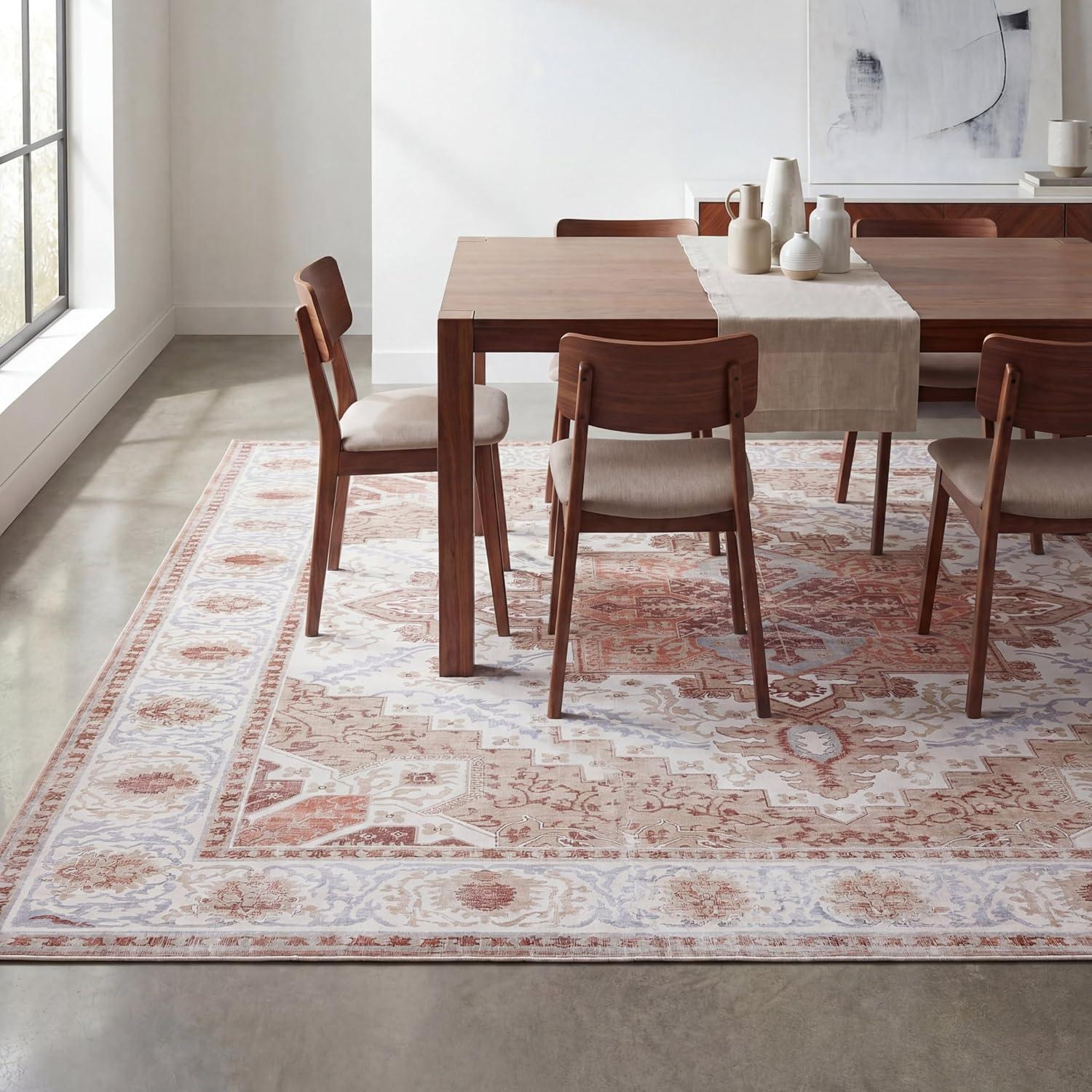 image:imageJONATHAN Y UltraSoft MachineWashable Rug with NonSkid Backing Dark GrayMulti 5x8 Eleanor Vintage Medallion Border NonShedding Velvet Luxury Feel for Living Room Dining Room BedroomCreamTerra