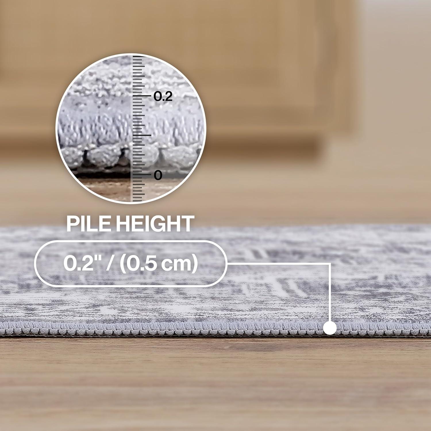 image:imageJONATHAN Y UltraSoft MachineWashable Rug with NonSkid Backing Dark GrayMulti 5x8 Eleanor Vintage Medallion Border NonShedding Velvet Luxury Feel for Living Room Dining Room BedroomLight GrayIvory