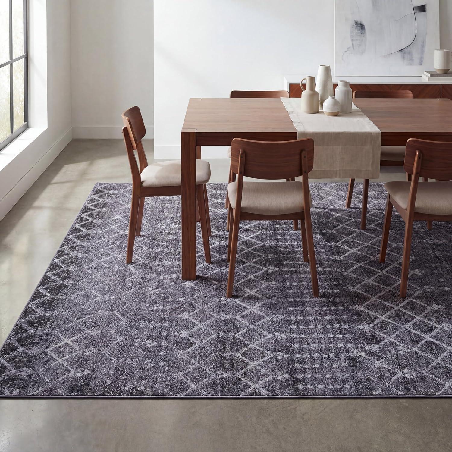 image:imageJONATHAN Y UltraSoft MachineWashable Rug with NonSkid Backing GrayIvory 5x8 Leila Moroccan Diamond Trellis NonShedding Velvet Luxury Feel for Living Room Dining Room Bedroom CMR101C5GrayIvory