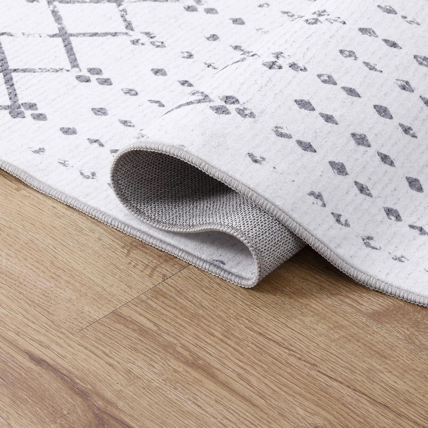 image:imageJONATHAN Y UltraSoft MachineWashable Rug with NonSkid Backing GrayIvory 5x8 Leila Moroccan Diamond Trellis NonShedding Velvet Luxury Feel for Living Room Dining Room Bedroom CMR101C5IvoryGray