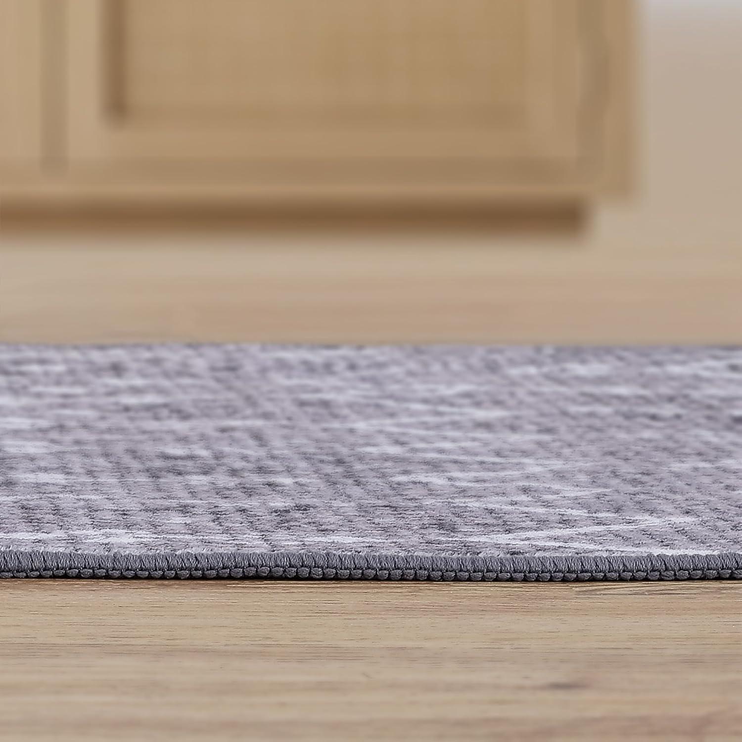 image:imageJONATHAN Y UltraSoft MachineWashable Rug with NonSkid Backing GrayIvory 5x8 Leila Moroccan Diamond Trellis NonShedding Velvet Luxury Feel for Living Room Dining Room Bedroom CMR101C5GrayIvory
