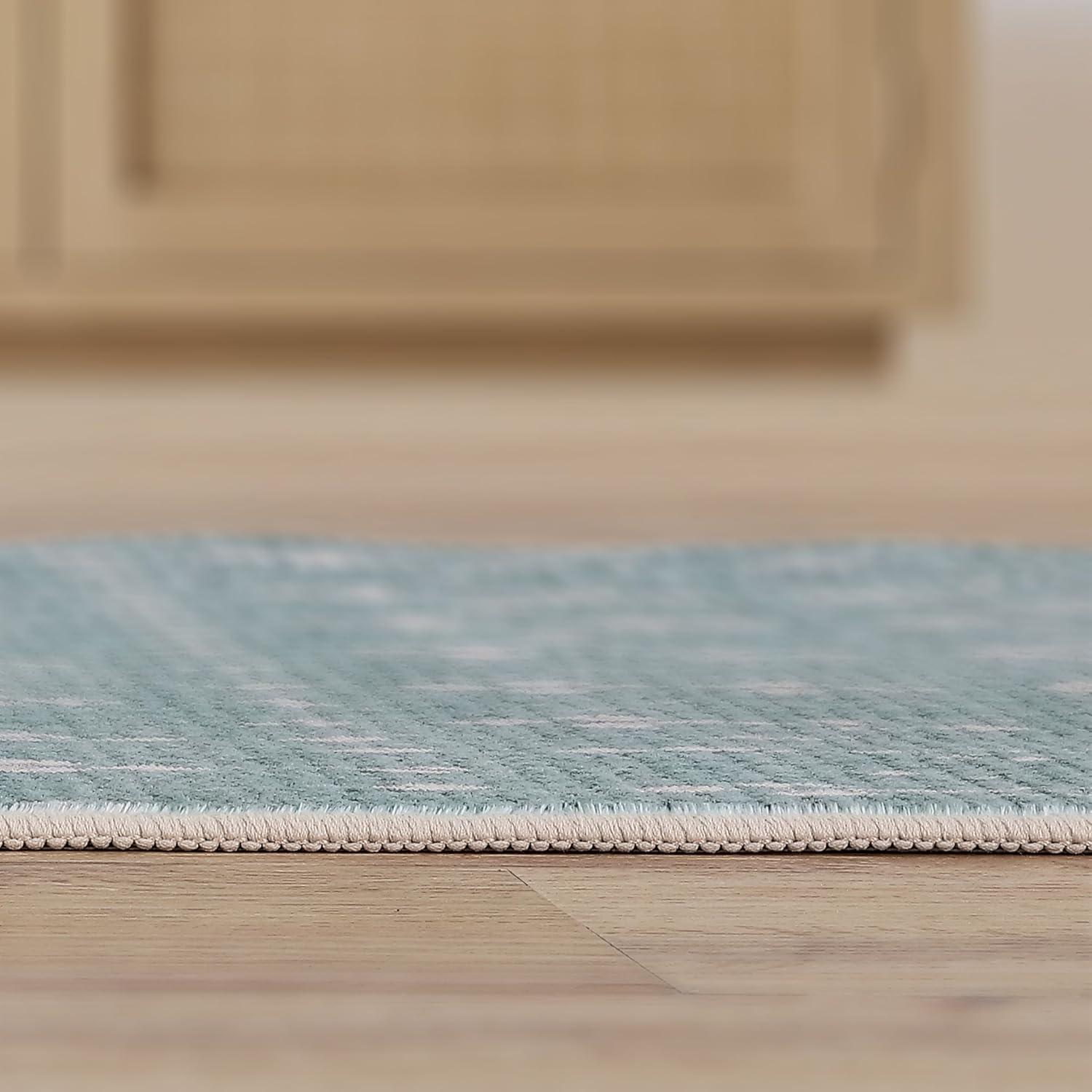 image:imageJONATHAN Y UltraSoft MachineWashable Rug with NonSkid Backing GrayIvory 5x8 Leila Moroccan Diamond Trellis NonShedding Velvet Luxury Feel for Living Room Dining Room Bedroom CMR101C5TealIvory