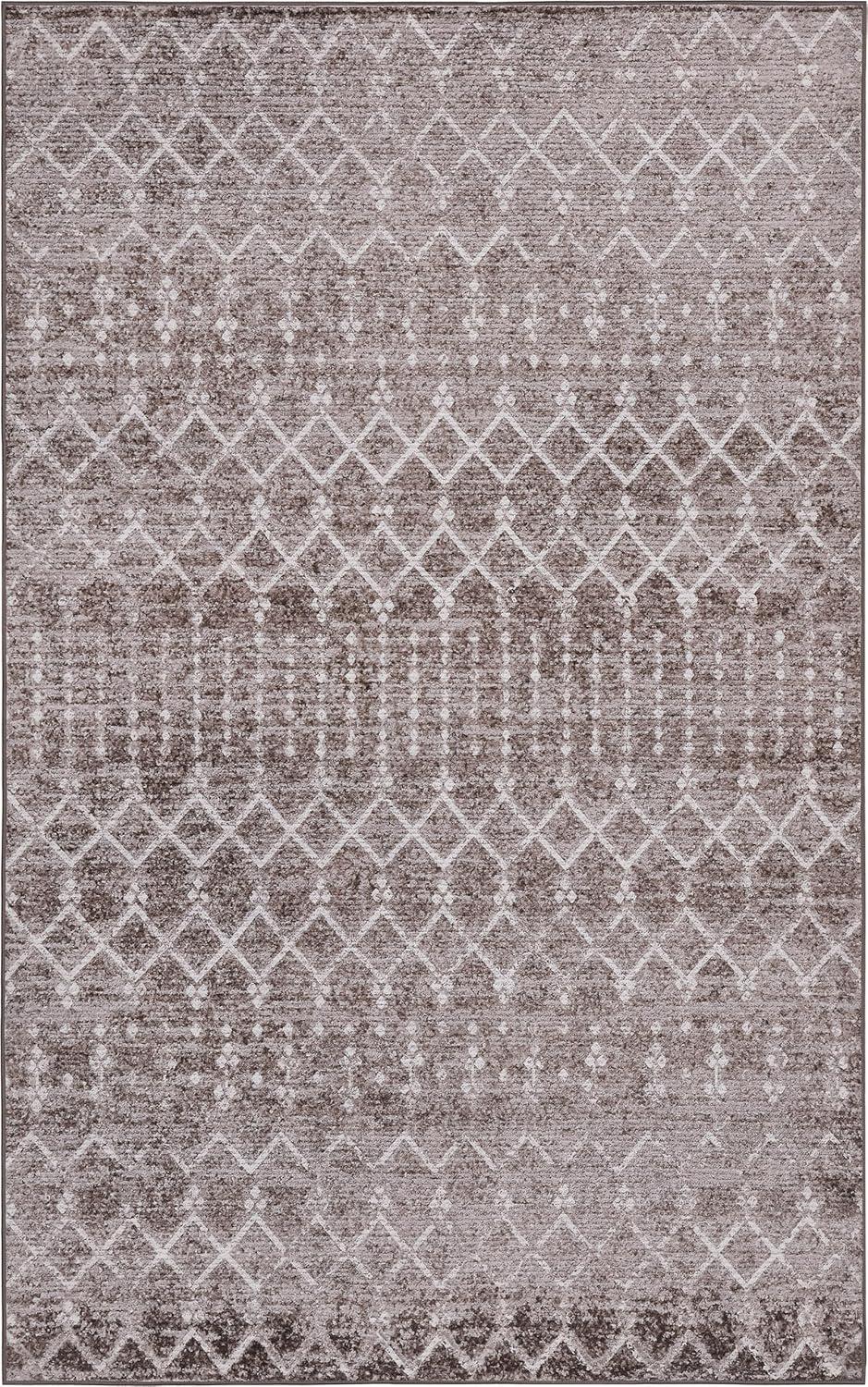 image:imageJONATHAN Y UltraSoft MachineWashable Rug with NonSkid Backing GrayIvory 5x8 Leila Moroccan Diamond Trellis NonShedding Velvet Luxury Feel for Living Room Dining Room Bedroom CMR101C5TaupeIvory