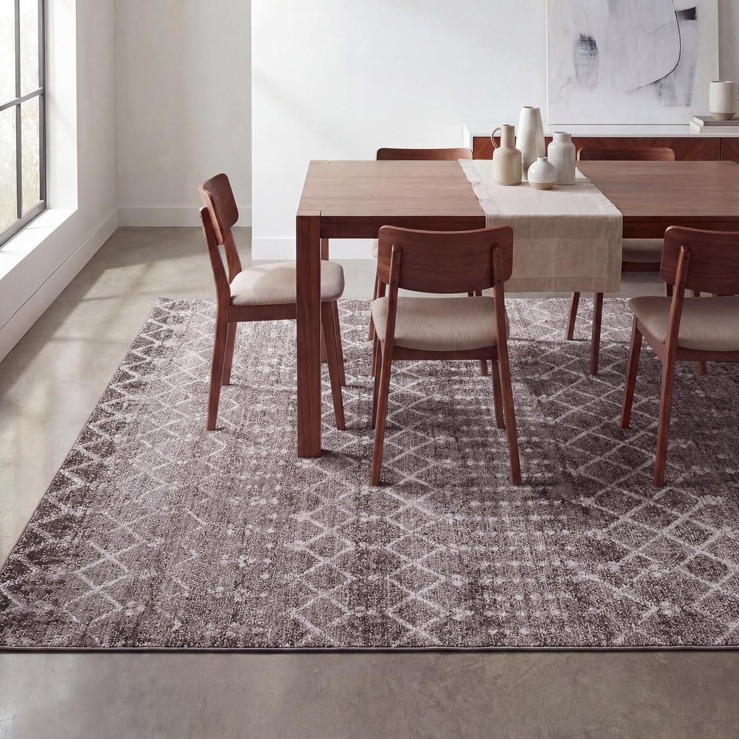image:imageJONATHAN Y UltraSoft MachineWashable Rug with NonSkid Backing GrayIvory 5x8 Leila Moroccan Diamond Trellis NonShedding Velvet Luxury Feel for Living Room Dining Room Bedroom CMR101C5TaupeIvory