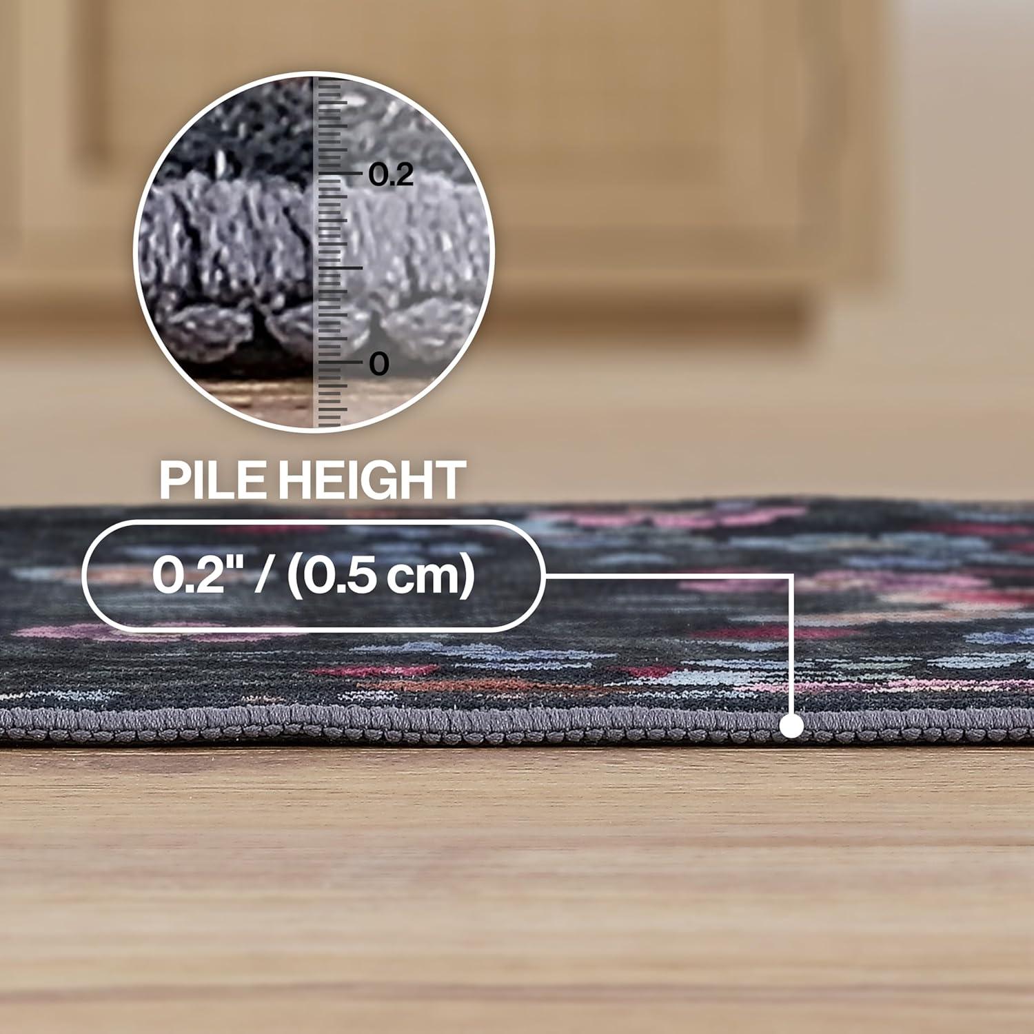 image:imageJONATHAN Y UltraSoft MachineWashable Rug with NonSkid Backing TaupeMulti 5x8 Primrose Art Nouveau Floral Border NonShedding Velvet Luxury Feel for Living Room Dining Room Bedroom BTF100F5Dark GreenMulti