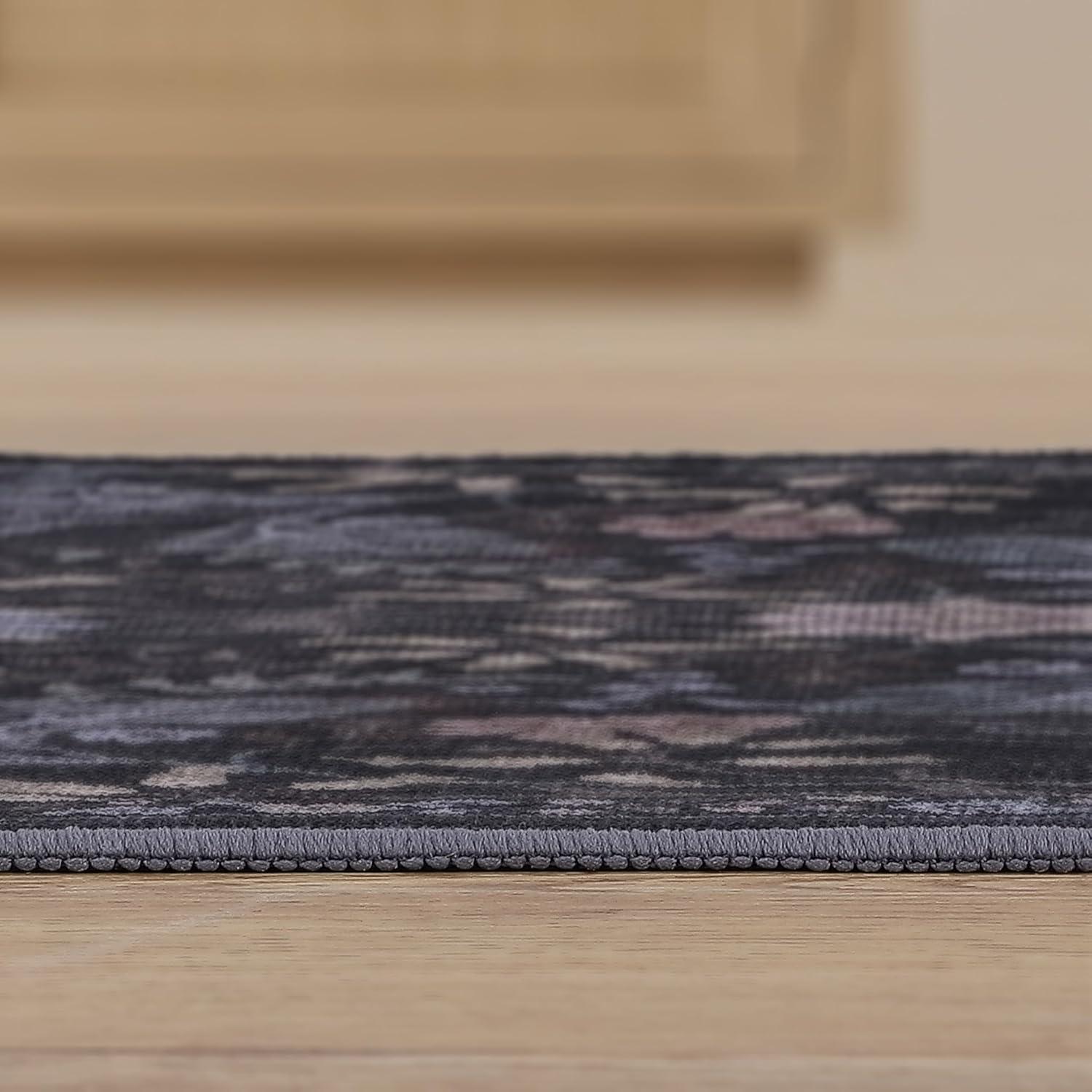 image:imageJONATHAN Y UltraSoft MachineWashable Rug with NonSkid Backing TaupeMulti 5x8 Primrose Art Nouveau Floral Border NonShedding Velvet Luxury Feel for Living Room Dining Room Bedroom BTF100F5Dark GrayMulti