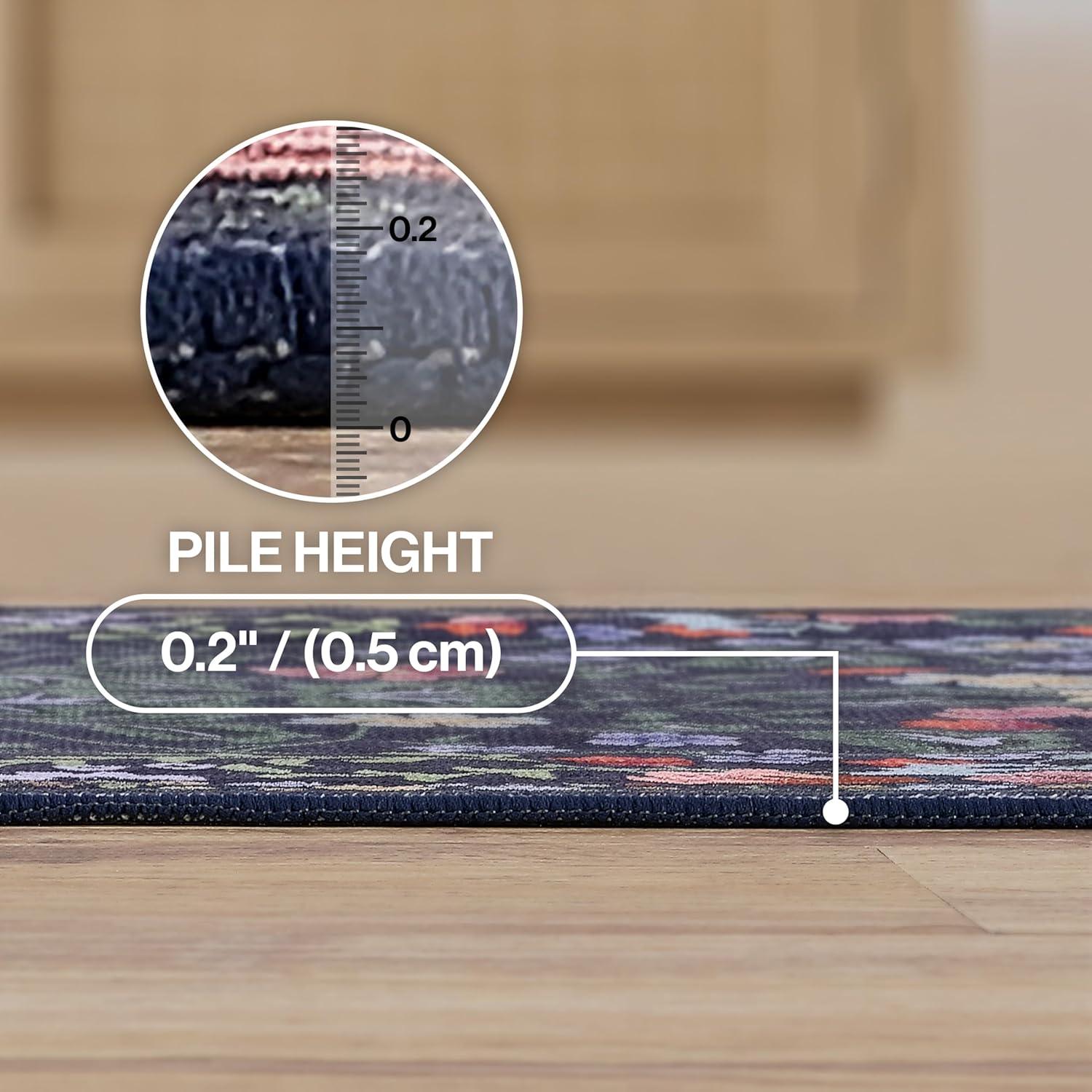 image:imageJONATHAN Y UltraSoft MachineWashable Rug with NonSkid Backing TaupeMulti 5x8 Primrose Art Nouveau Floral Border NonShedding Velvet Luxury Feel for Living Room Dining Room Bedroom BTF100F5GreenPink