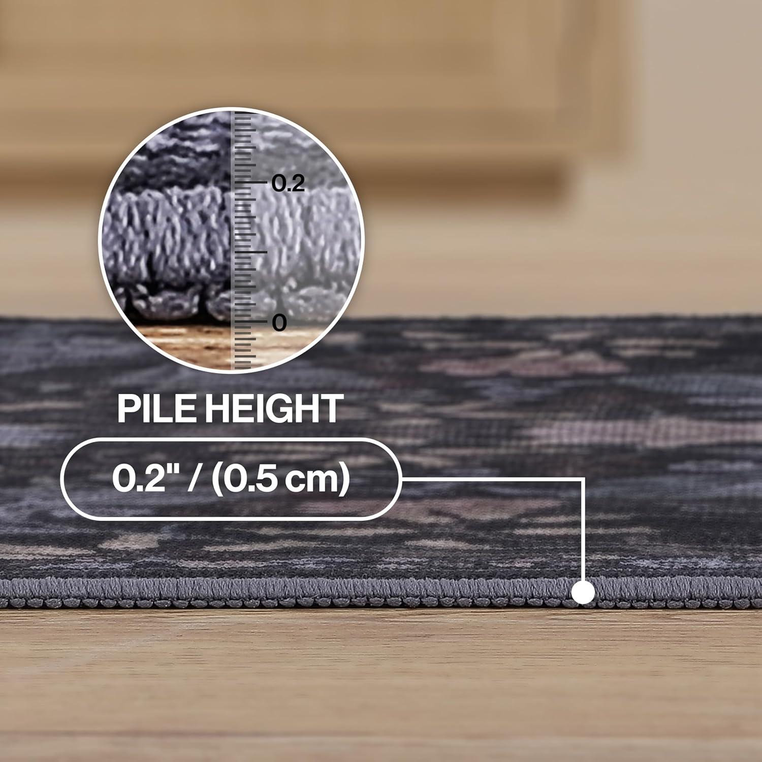 image:imageJONATHAN Y UltraSoft MachineWashable Rug with NonSkid Backing TaupeMulti 5x8 Primrose Art Nouveau Floral Border NonShedding Velvet Luxury Feel for Living Room Dining Room Bedroom BTF100F5Dark GrayMulti