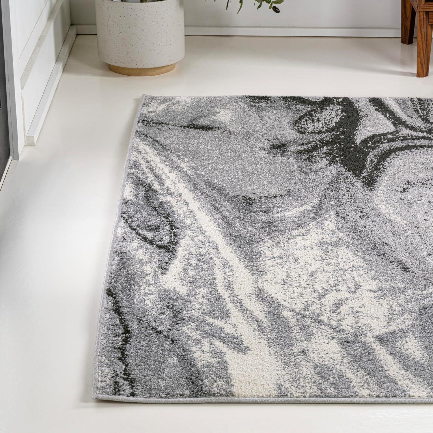 image:imageJONATHAN Y Viscon Abstract Marble Light GrayBlack Indoor Area Rug 3x5 ModernContemporaryGeometricCasual EasyCleaning for Living RoomBedroomKitchenPet FriendlyNonShedding SEU207A378 x 10 Rectangular