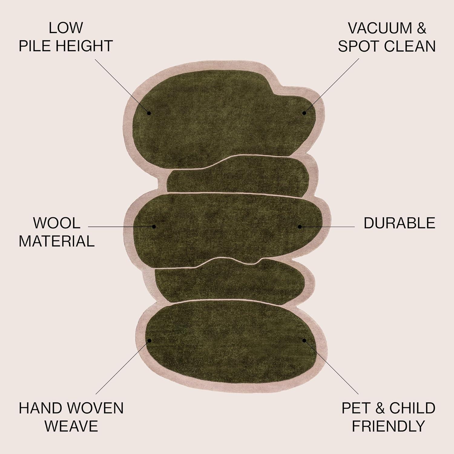image:imageJONATHAN Y Whimsical Geometric Handwoven Wool GreenPink Shaped Indoor Area Rug 5x8 Modern Border EasyCleaning for Living Room Bedroom Kitchen Pet Friendly NonShedding GST101A58 x 10 Rectangular