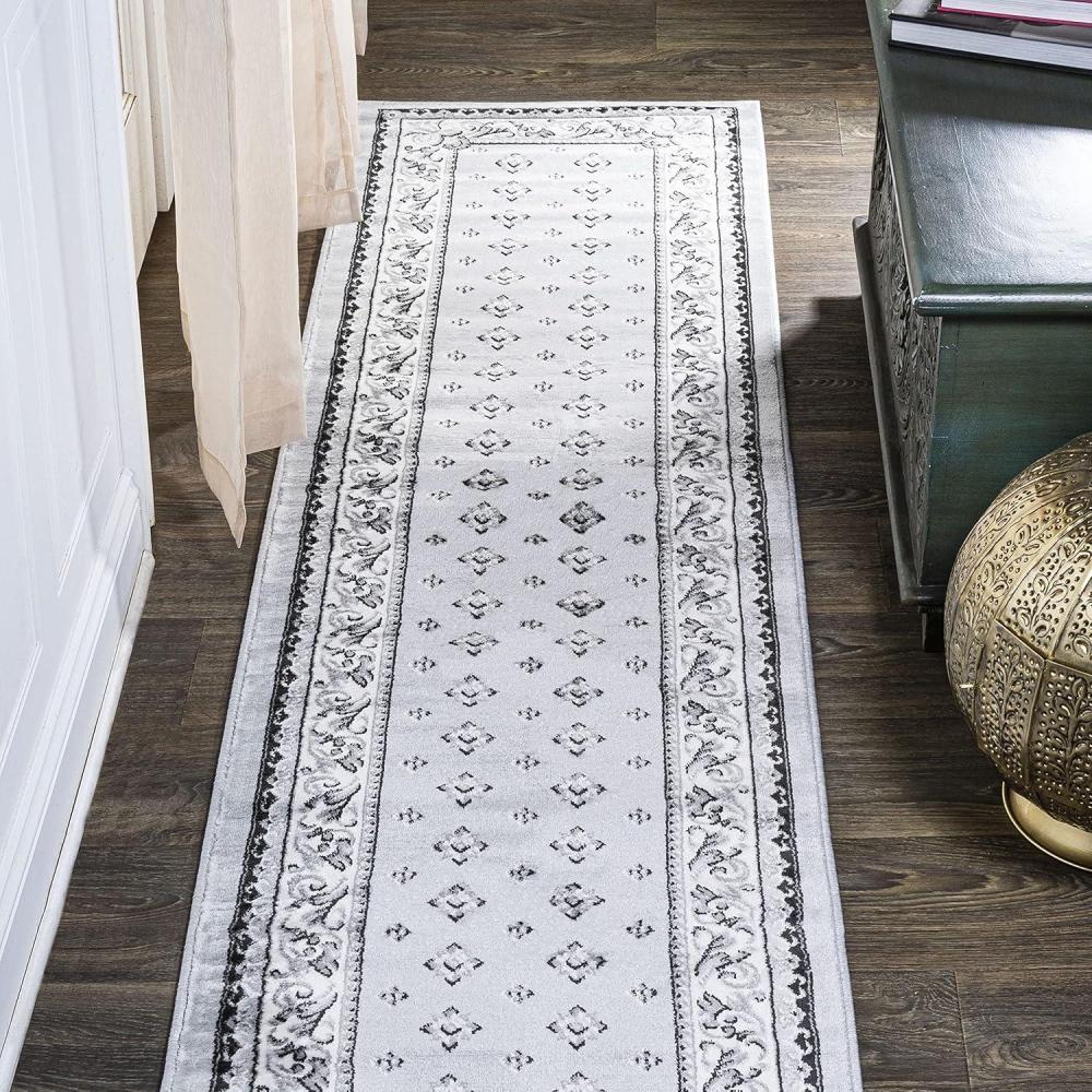 image:imageJONATHAN Y Acanthus French Border BlueNavy Indoor Area Rug 3x5 Vintage Bohemian EasyCleaning for Living Room Bedroom Kitchen Pet Friendly NonShedding MDP504E3Light GrayCream