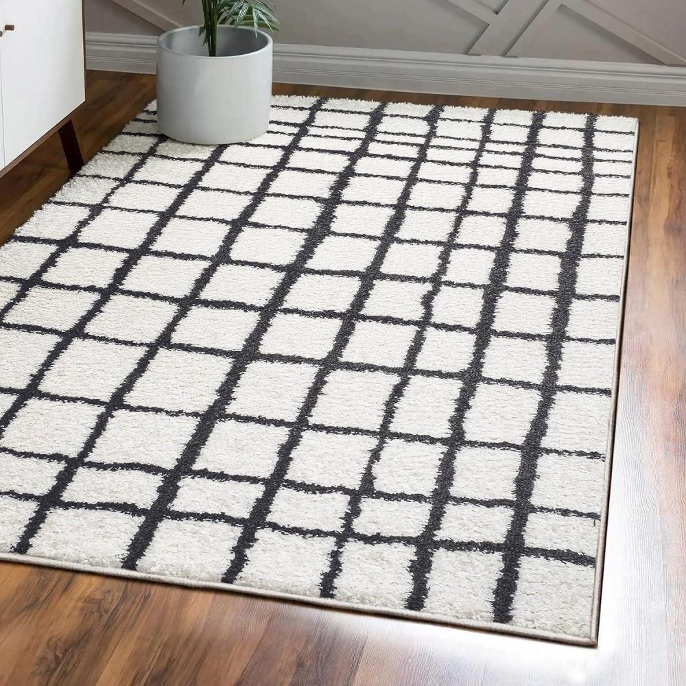 image:imageJONATHAN Y Arenal Geometric Grid Shag WhiteGray Indoor Area Rug 3x5 Bohemian Contemporary EasyCleaning for Living Room Bedroom Kitchen Pet Friendly NonShedding MOH409A33 x 5 Rectangular