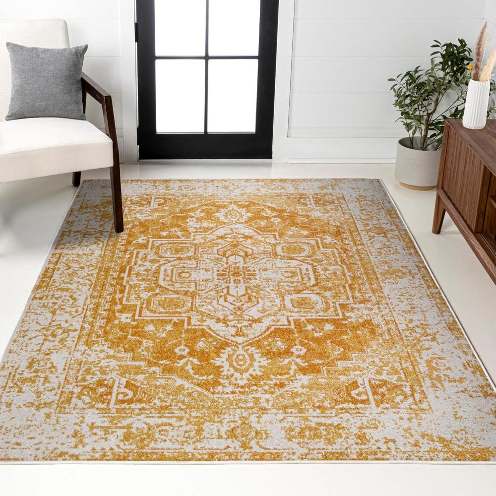 image:imageJONATHAN Y Audrey Bohemian Ornate Medallion OrangeWhite Indoor Area Rug 3x5 Traditional Vintage EasyCleaning for Living Room Bedroom Kitchen Pet Friendly NonShedding MDP209A389 x 12 Rectangular