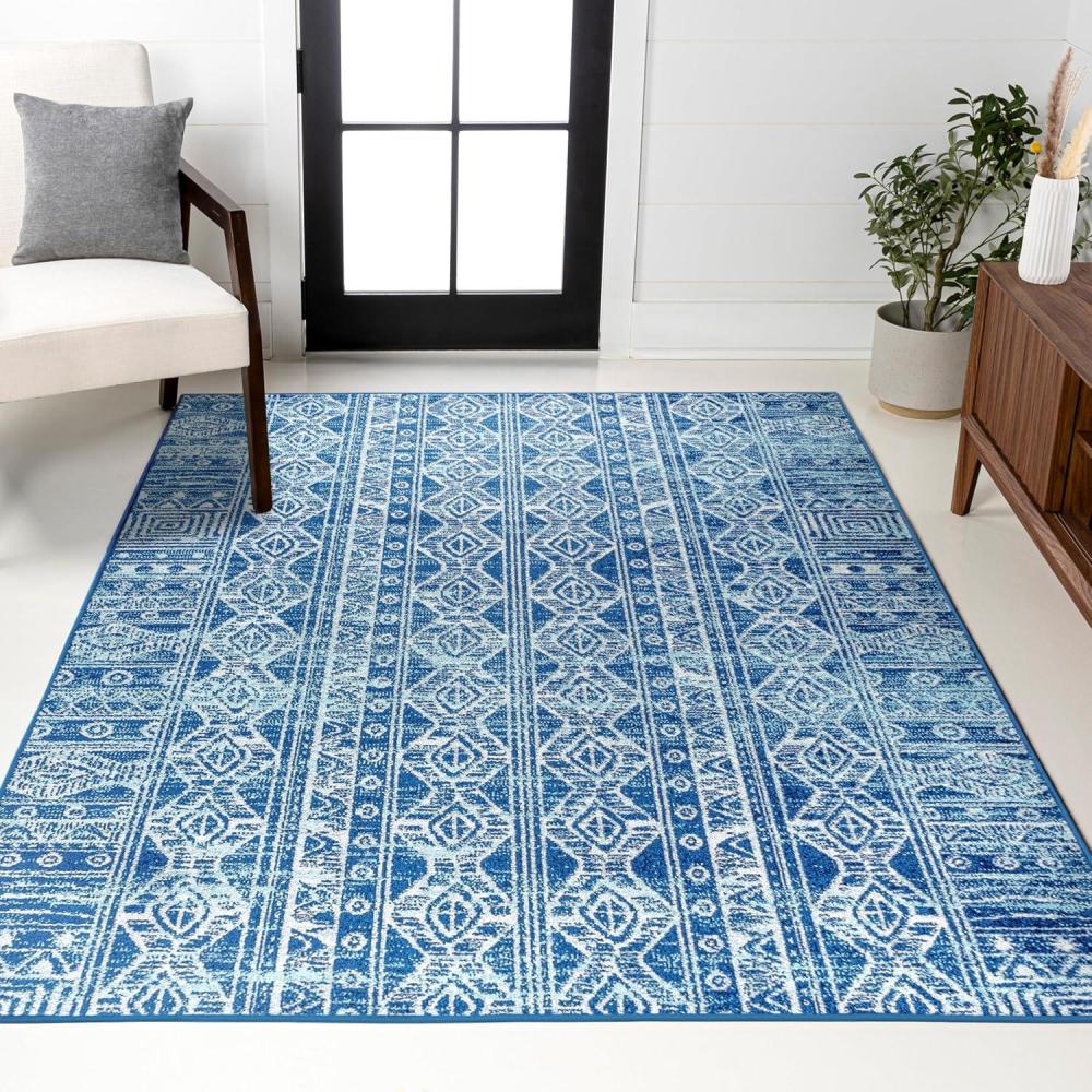 image:imageJONATHAN Y Boho Vintage Tribal BlueGray Indoor Area Rug 3X5 ft Modern for Living Room Bedroom Kitchen Office EasyCleaning High Traffic PetFriendly NonShedding MOH100A33 x 5 Rectangular
