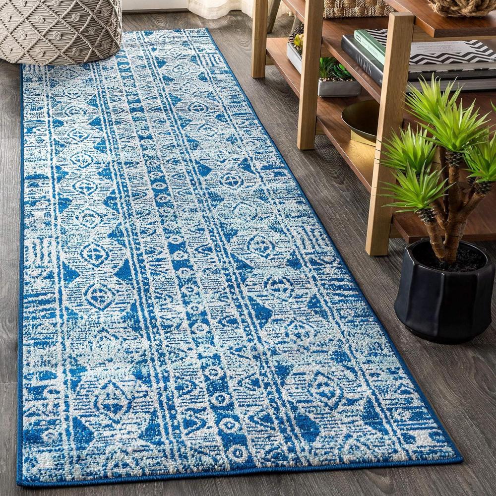 image:imageJONATHAN Y Boho Vintage Tribal BlueGray Indoor Area Rug 3X5 ft Modern for Living Room Bedroom Kitchen Office EasyCleaning High Traffic PetFriendly NonShedding MOH100A323 x 8 Runner