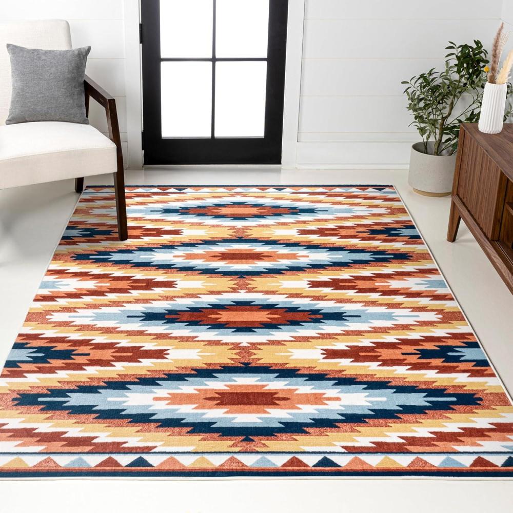image:imageJONATHAN Y Diamond Kilim YellowRedBlue Indoor Area Rug 3X5 ft Konya Geometric for Living Room Bedroom Kitchen Office EasyCleaning High Traffic PetFriendly NonShedding SWC101A353 x 77 Rectangular